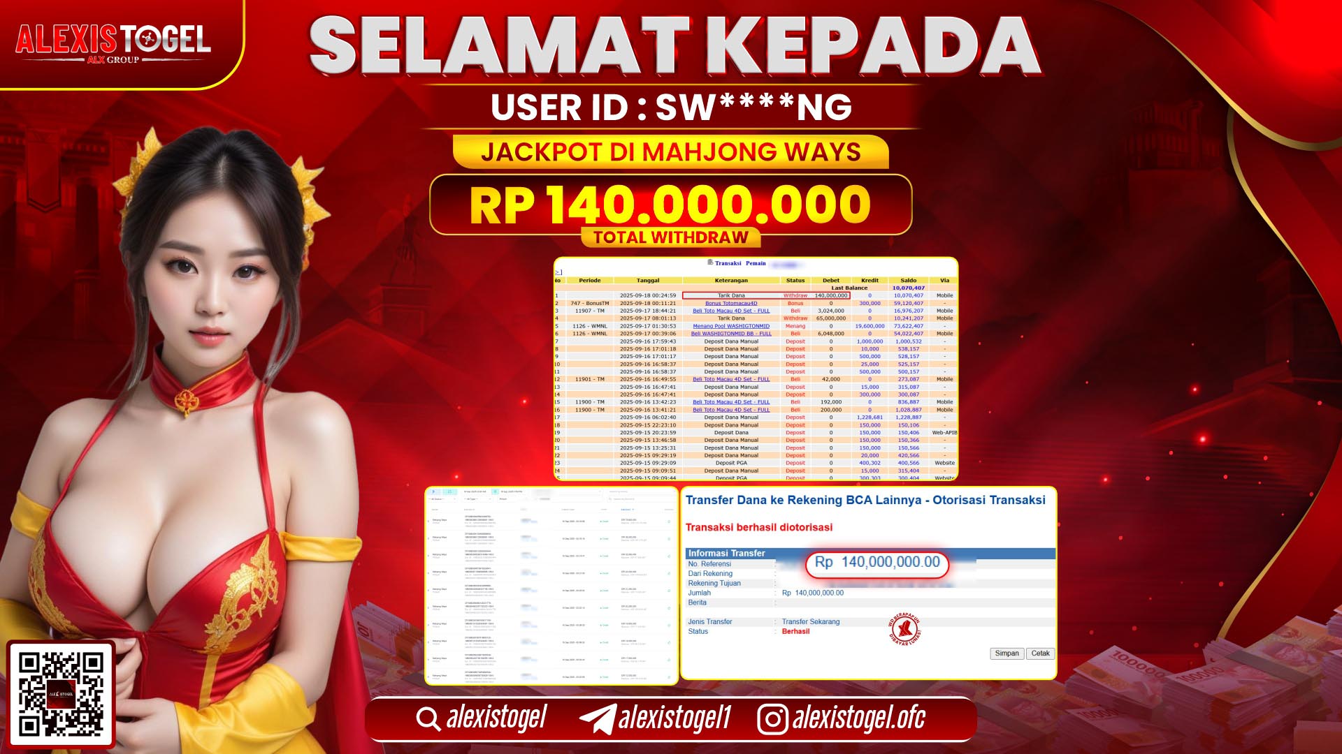 ALEXISTOGEL di SLOT MAHJONG WAYS RP.140.000.000, LUNAS