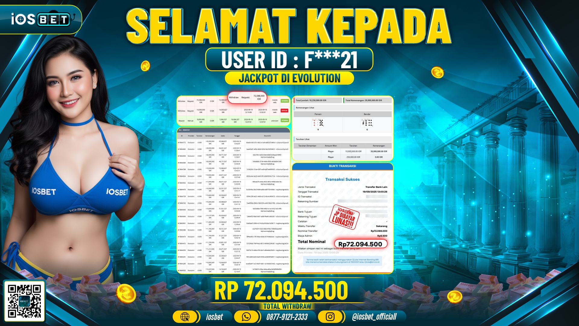 Bukti Pembayaran LUNAS LIVE GAME GACOR Rp.72.094.500