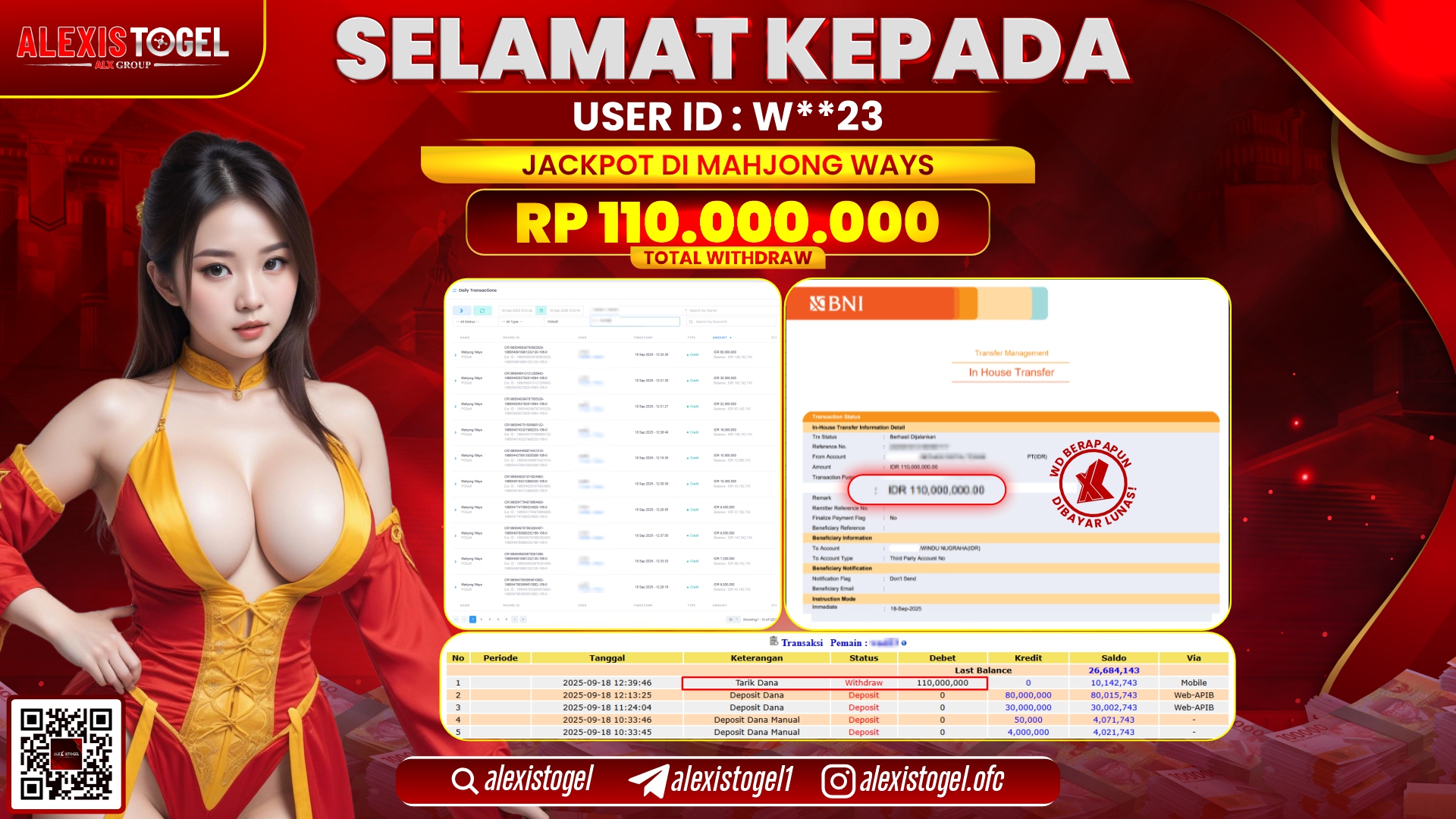 ALEXISTOGEL di SLOT MAHJONG WAYS RP.110.000.000, LUNAS