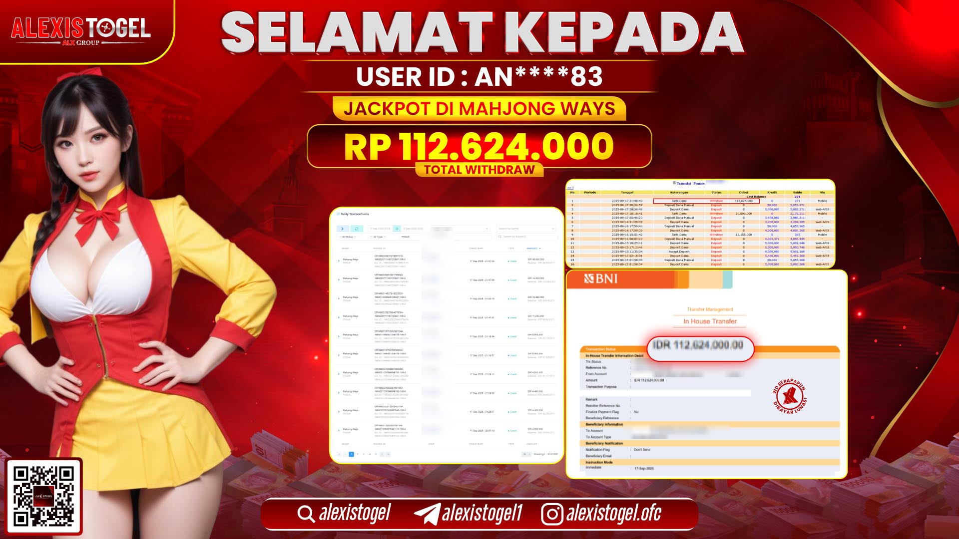 ALEXISTOGEL di SLOT MAHJONG WAYS RP.112.624.000, LUNAS