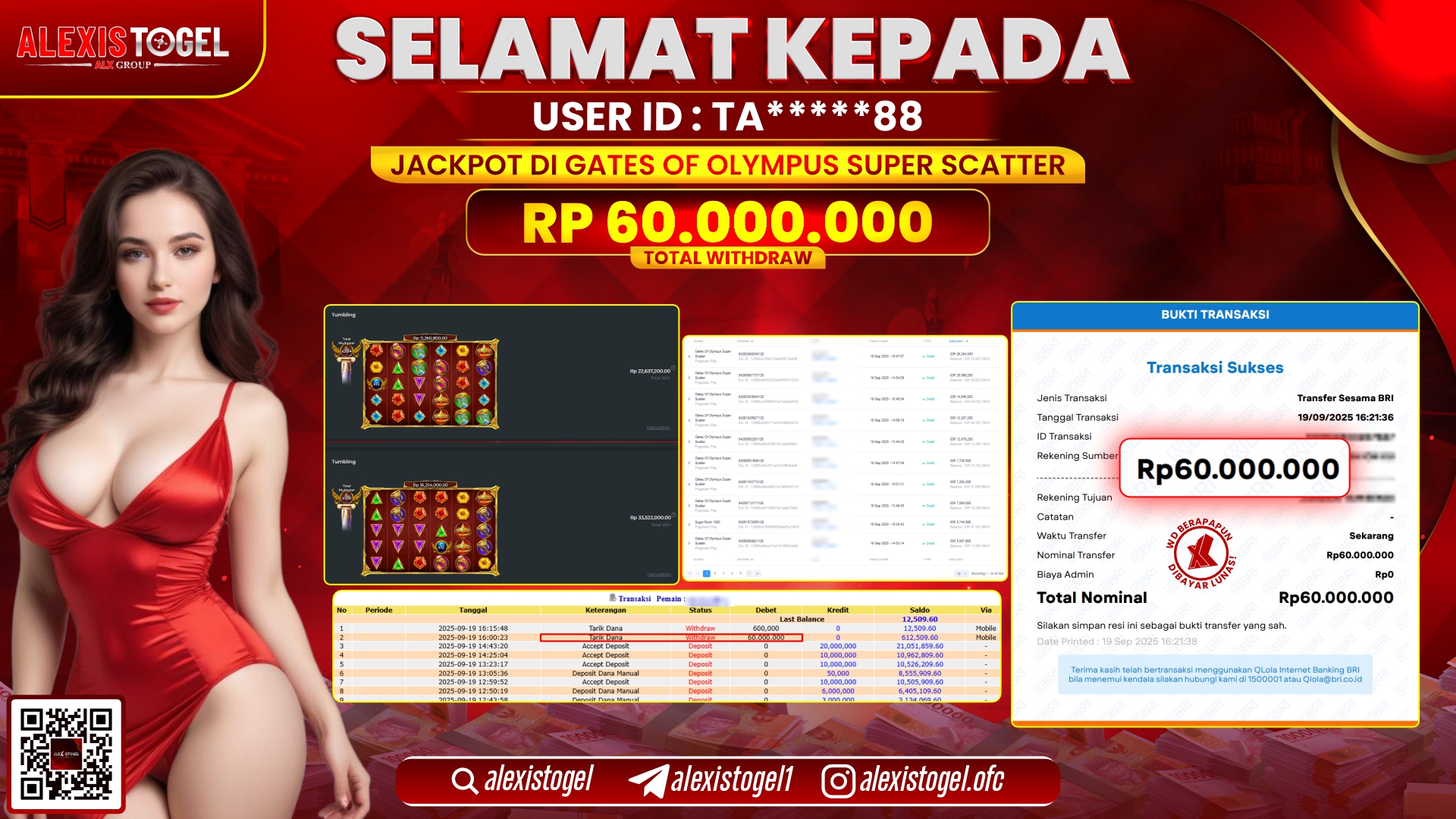 ALEXISTOGEL di SLOT GATES OF OLYMPUS SUPER SCATTER RP.60.000.000, LUNAS