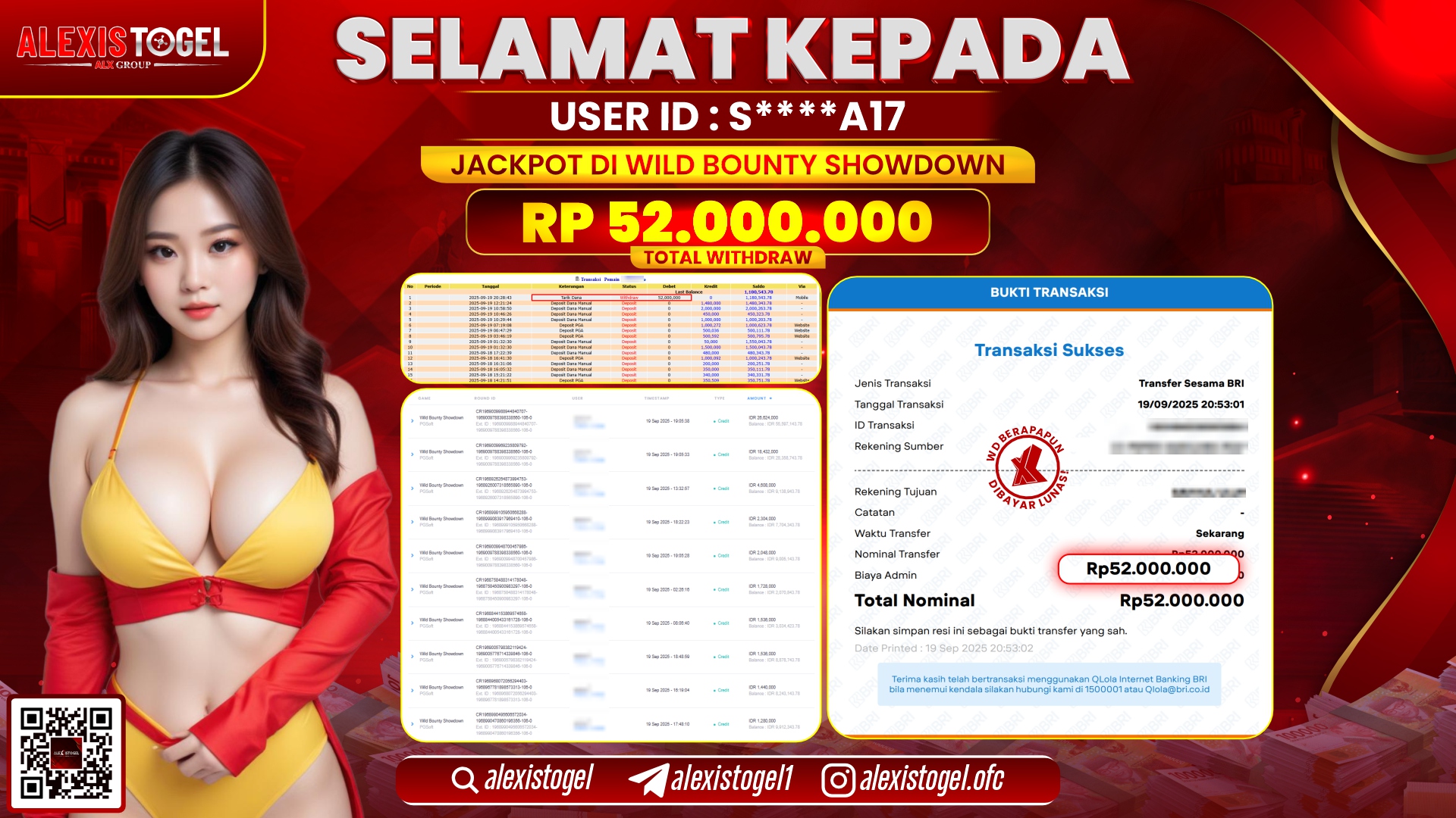 ALEXISTOGEL di SLOT WILD BOUNTY SHOWDOWN RP.52.000.000, LUNAS