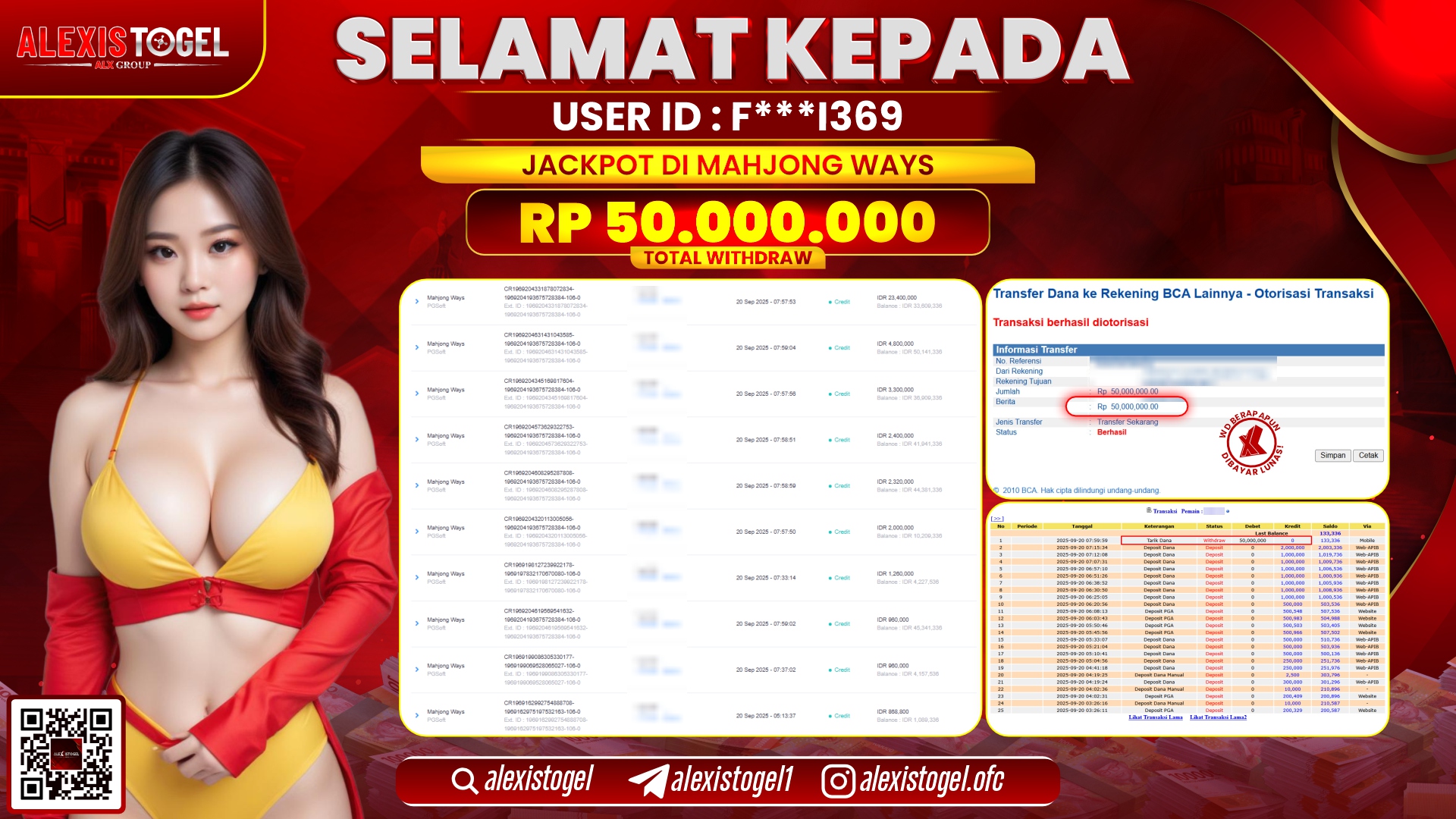 ALEXISTOGEL di SLOT MAHJONG WAYS RP.50.000.000, LUNAS