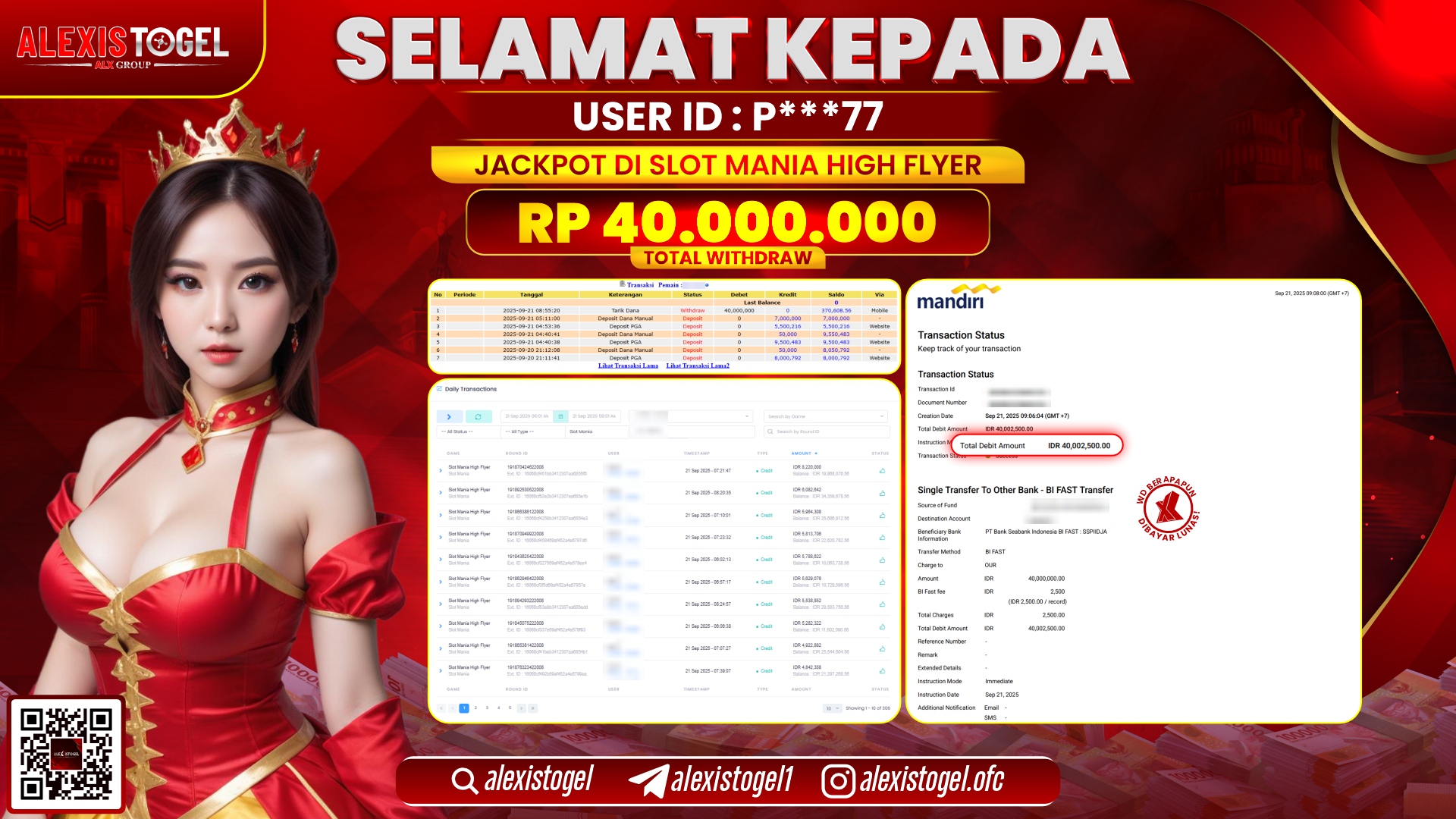 ALEXISTOGEL di SLOT MANIA HIGH FLYER RP.40.000.000, LUNAS