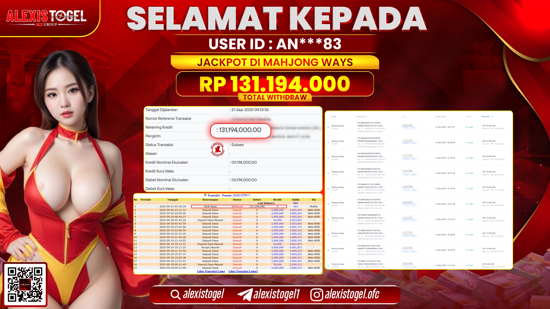 ALEXISTOGEL di SLOT MAHJONG WAYS RP.131.194.000, LUNAS