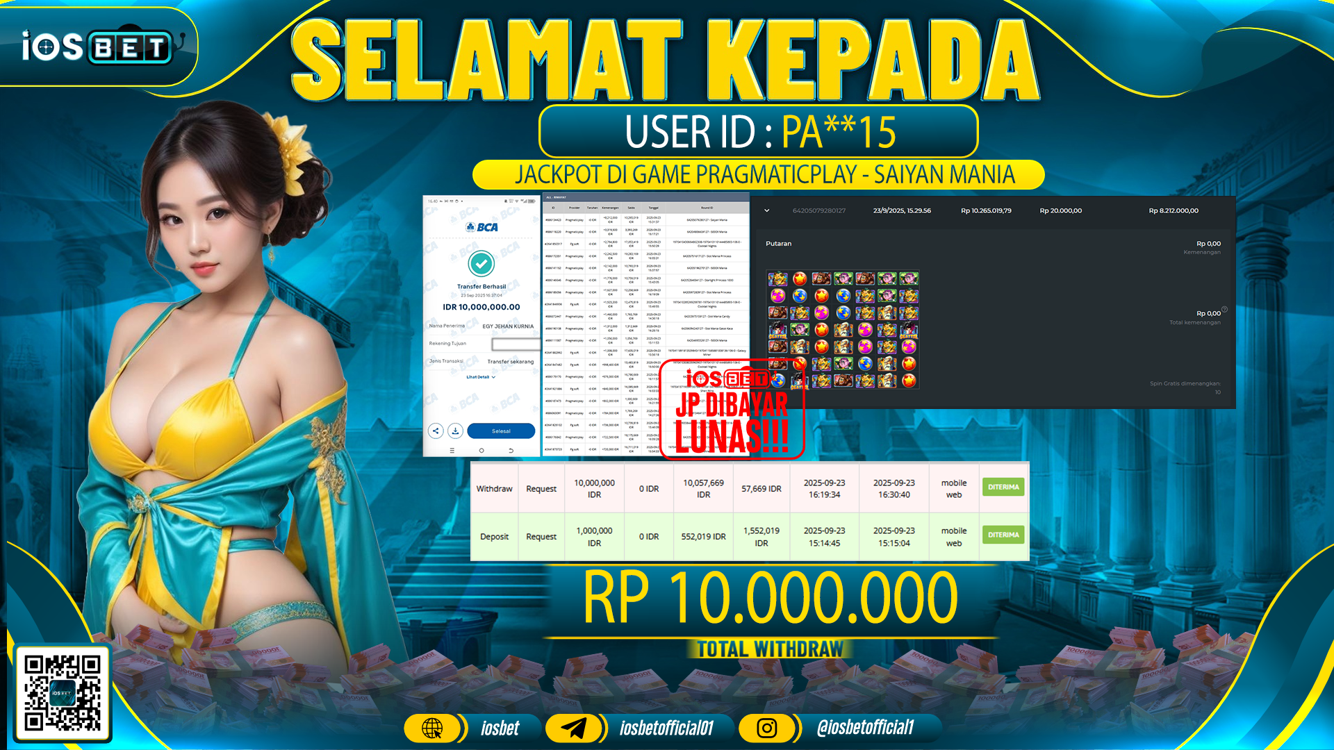 Bukti Pembayaran LUNAS LOTTO GAME GACOR Rp.55.000.000