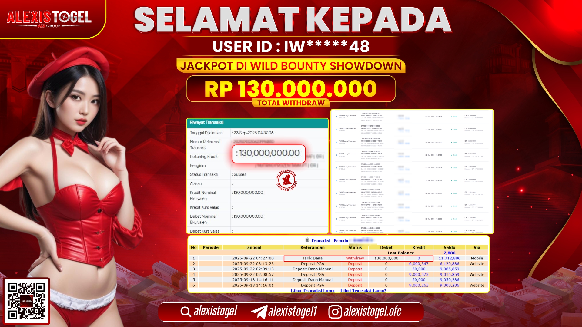 ALEXISTOGEL di SLOT WILD BOUNTY SHOWDOWN RP.130.000.000, LUNAS