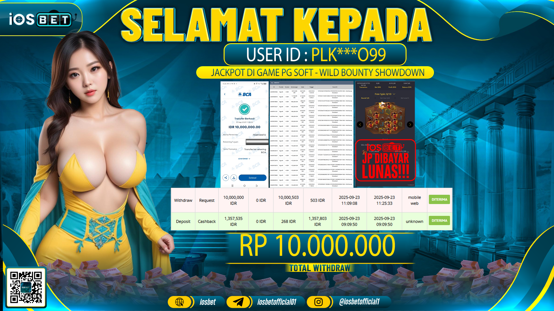 Bukti Pembayaran LUNAS SLOT GAME GACOR Rp.10.000.000