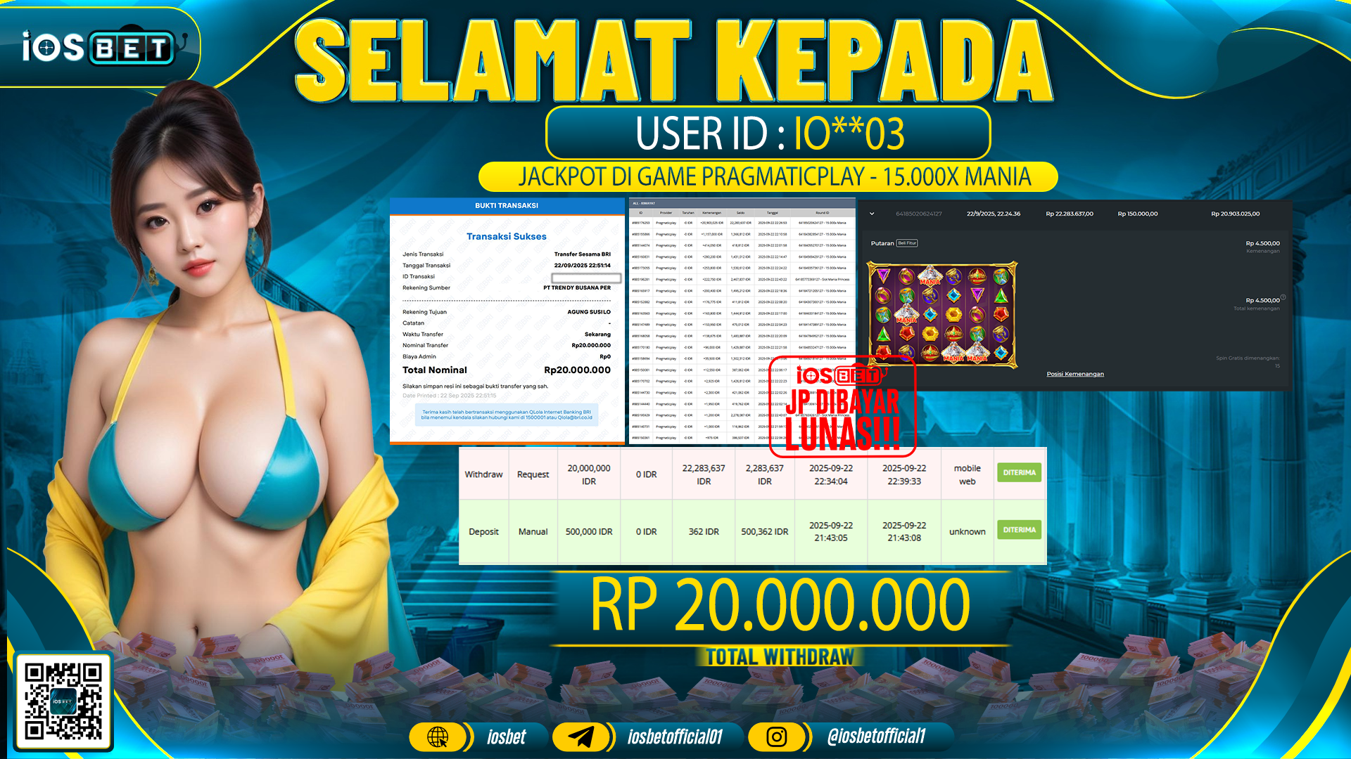 Bukti Pembayaran LUNAS SLOT GAME GACOR Rp.20.000.000
