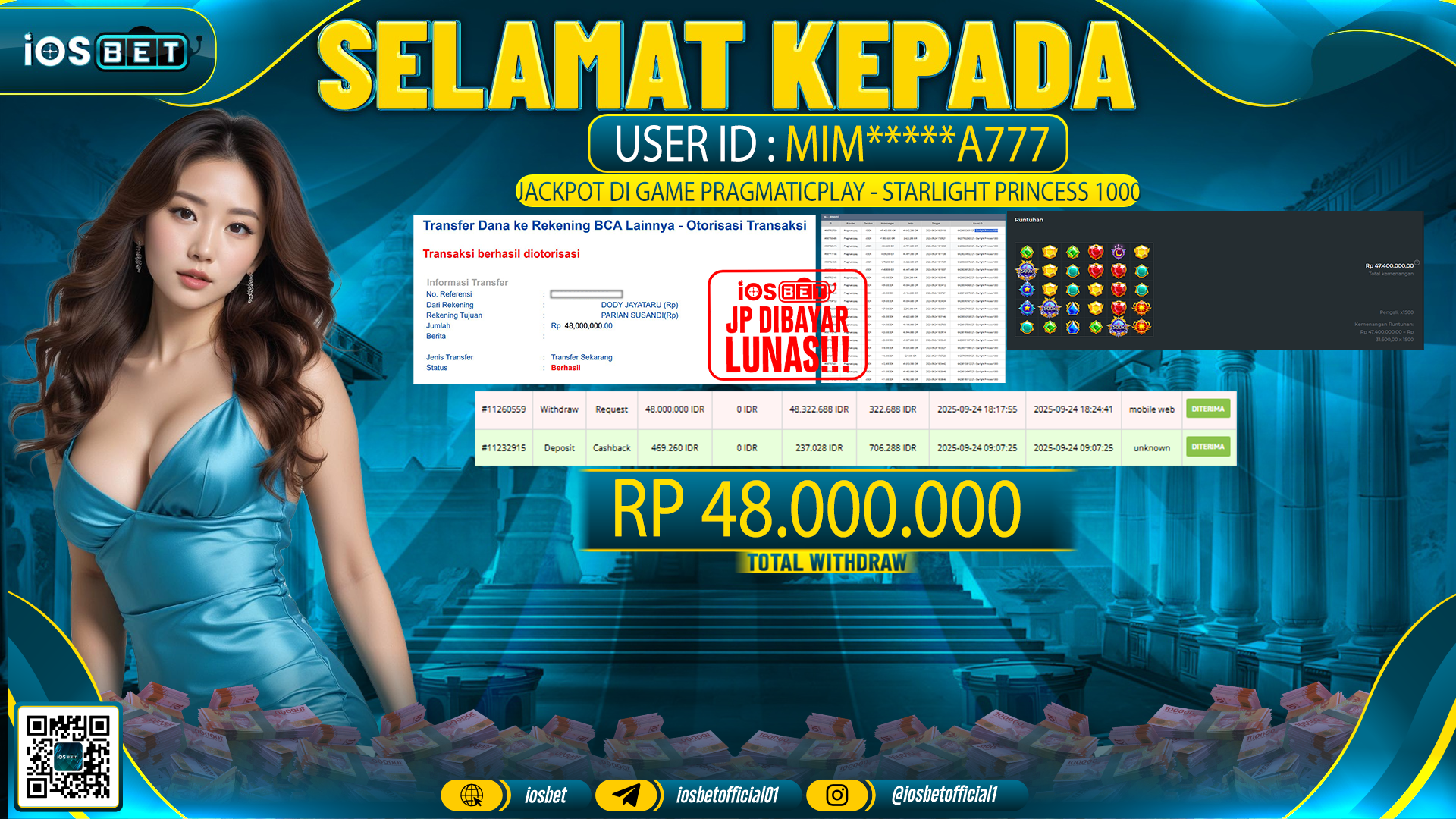Bukti Pembayaran LUNAS SLOT GAME GACOR Rp.48.000.000