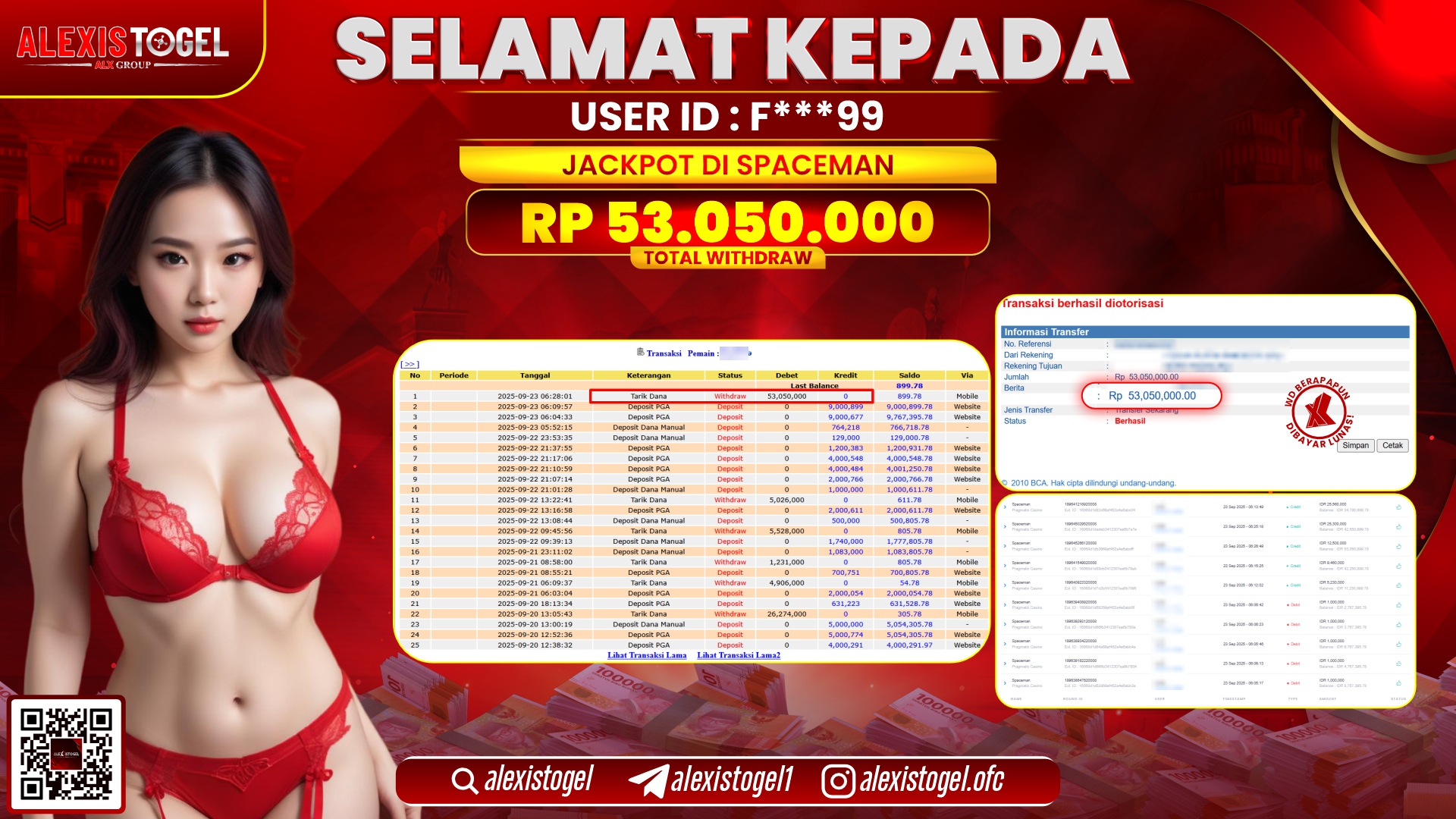 ALEXISTOGEL di SLOT SPACEMAN RP.53.050.000, LUNAS