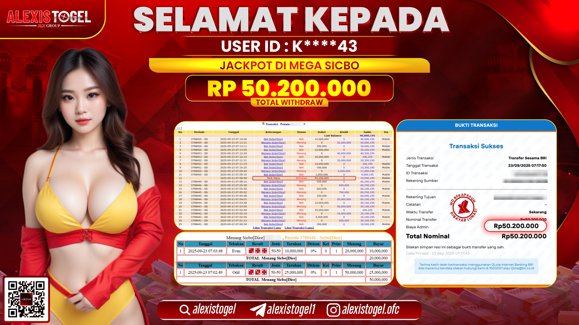 ALEXISTOGEL di CASINO MEGA SICBO RP.50.200.000, LUNAS