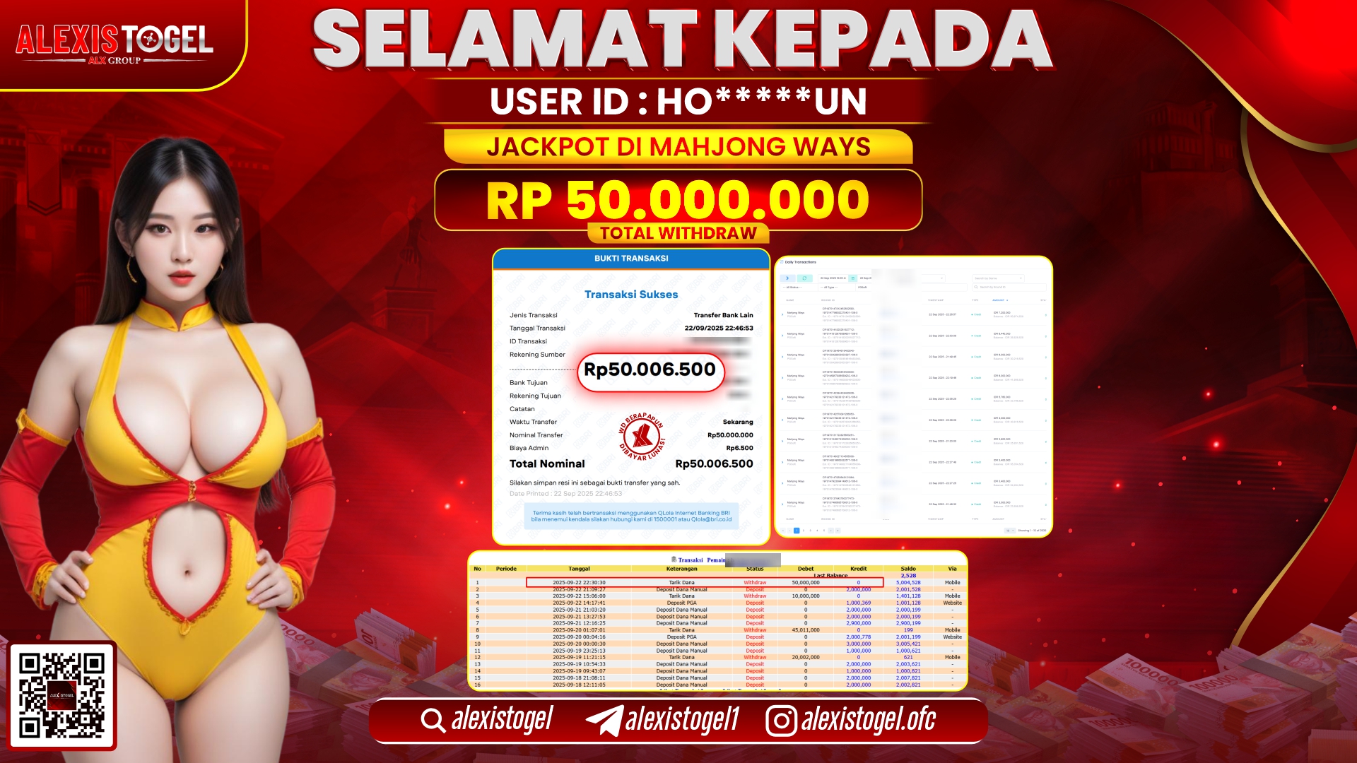 ALEXISTOGEL di SLOT MAHJONG WAYS RP.50.000.000, LUNAS