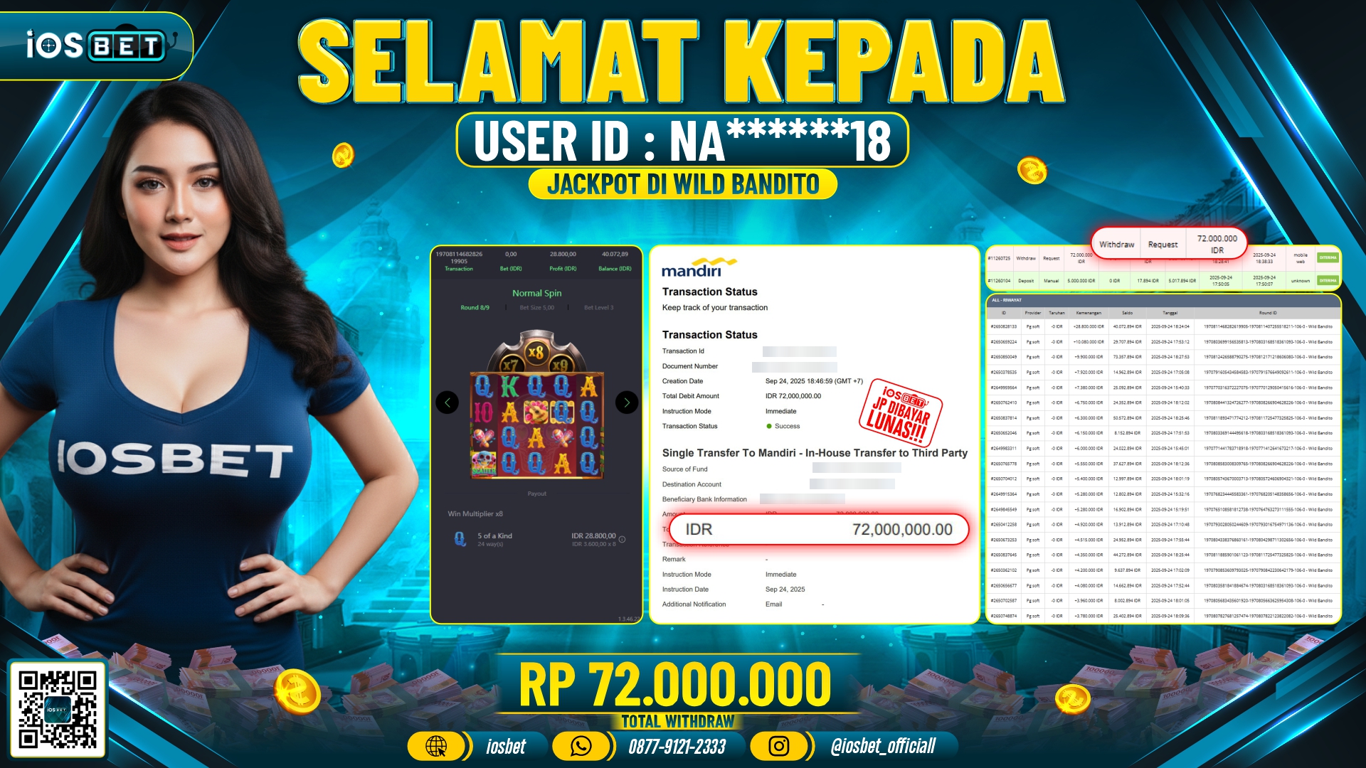 Bukti Pembayaran LUNAS SLOT GAME GACOR Rp.72.000.000