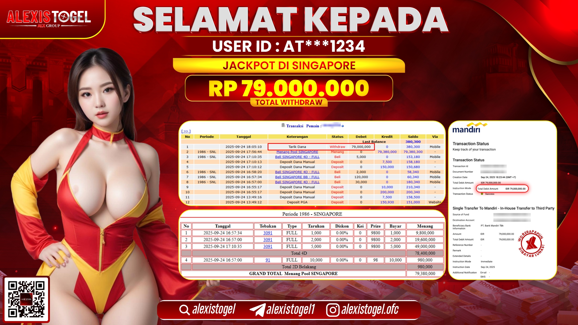 ALEXISTOGEL di TOGEL SINGAPORE RP.79.000.000, LUNAS