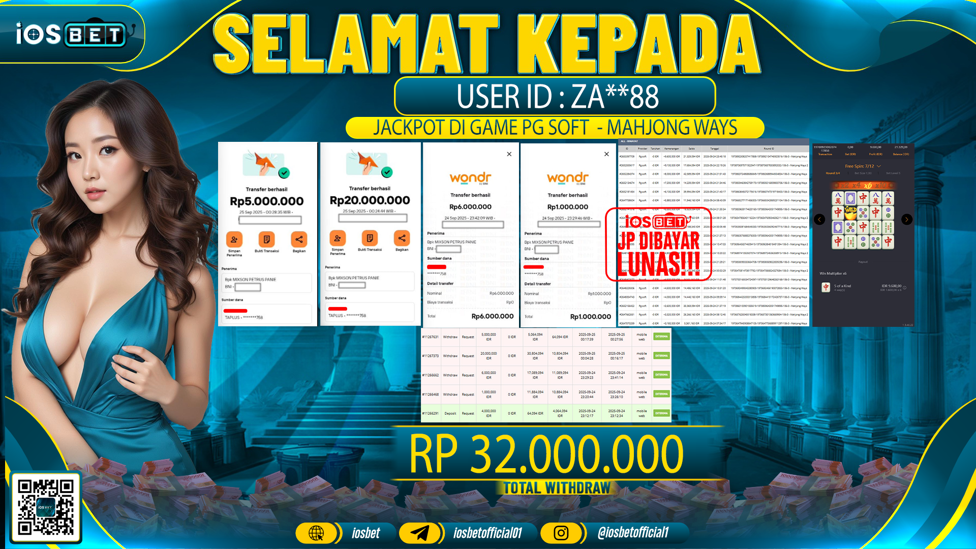 Bukti Pembayaran LUNAS SLOT GAME GACOR Rp.32.000.000