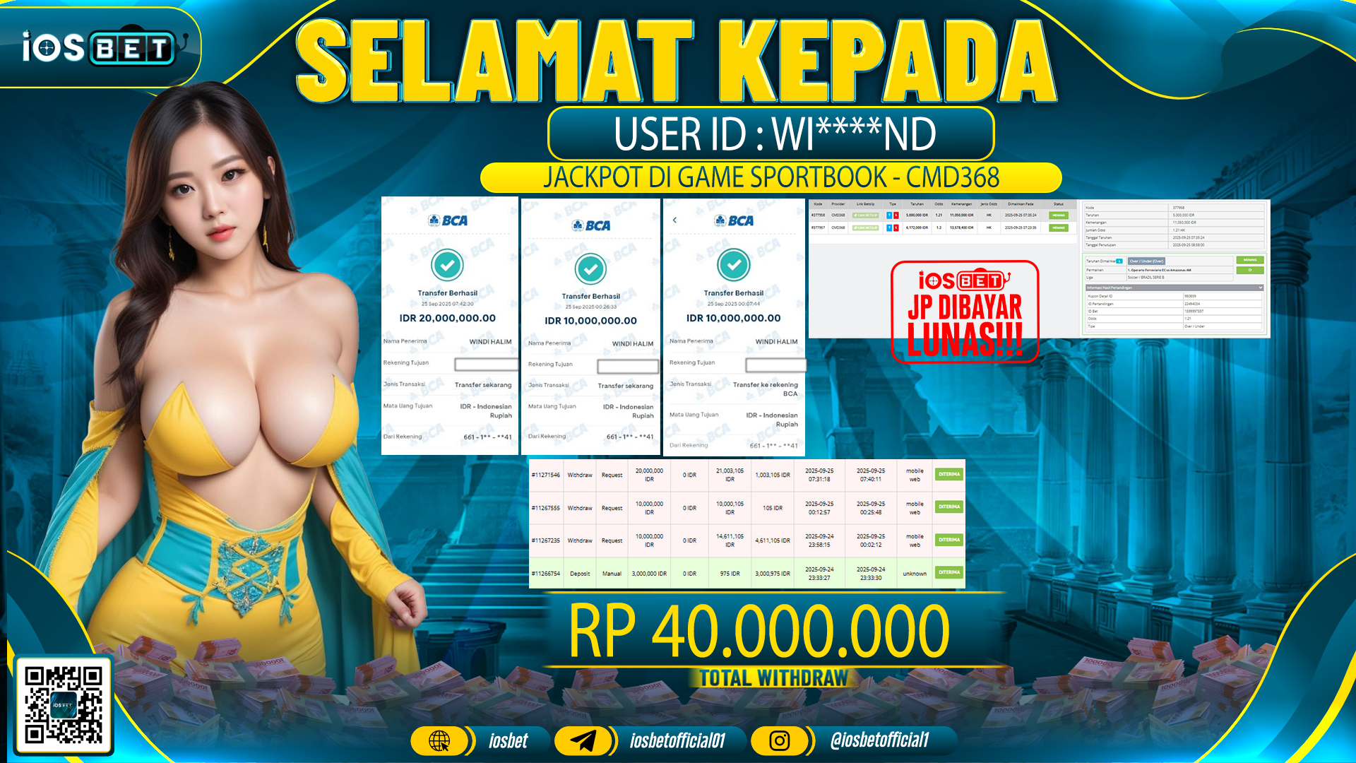 Bukti Pembayaran LUNAS SPORT GAME GACOR Rp.40.000.000