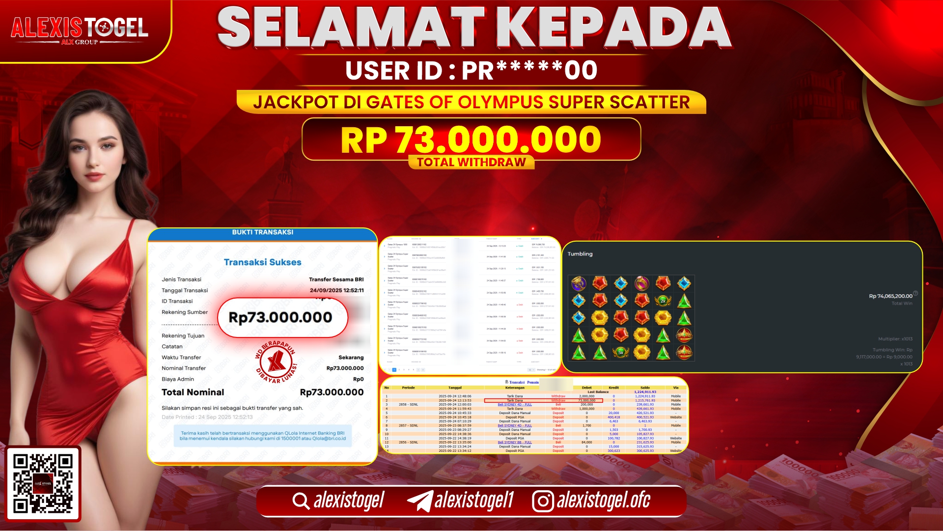 ALEXISTOGEL di SLOT GATES OF OLYMPUS SUPER SCATTER RP.73.000.000, LUNAS