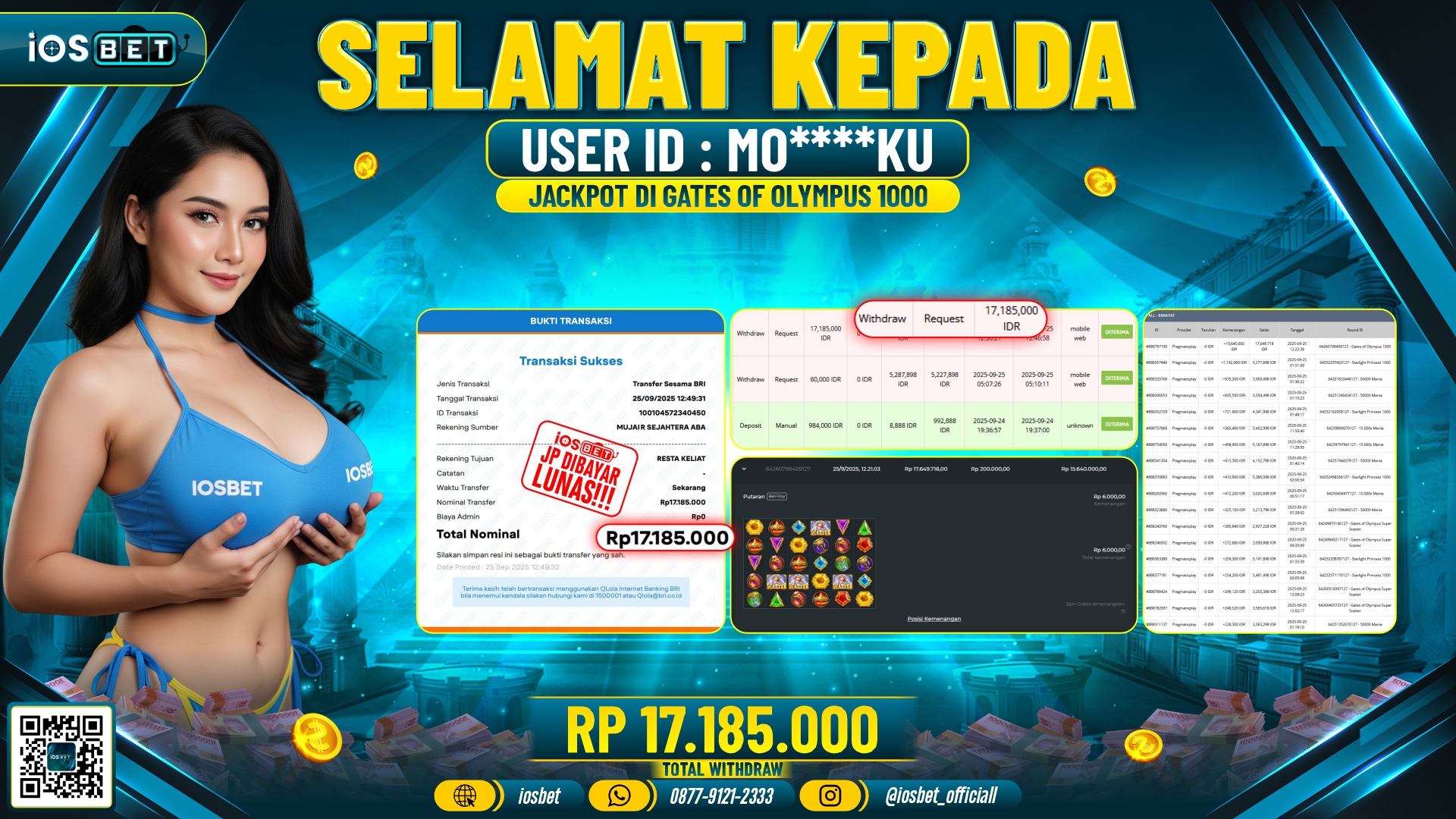 Bukti Pembayaran LUNAS SLOT GAME GACOR Rp.17.185.000