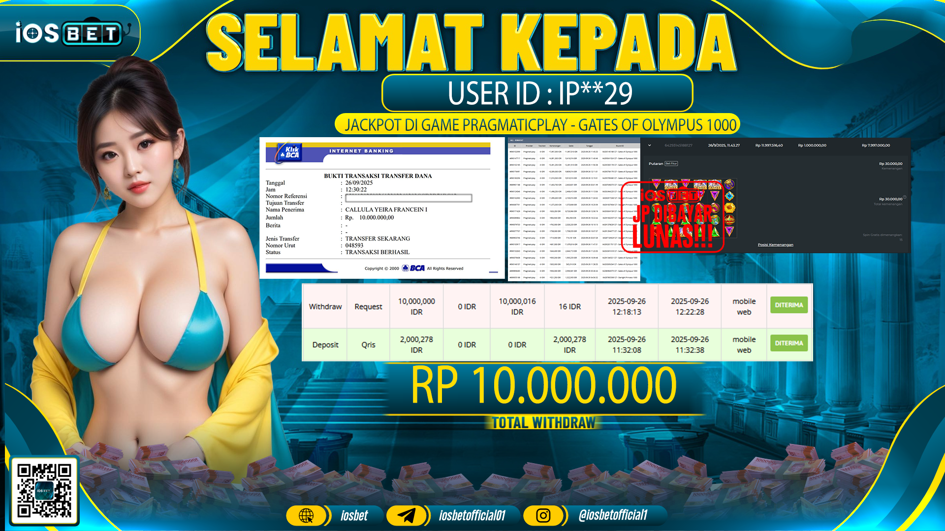 Bukti Pembayaran LUNAS SLOT GAME GACOR Rp.10.000.000