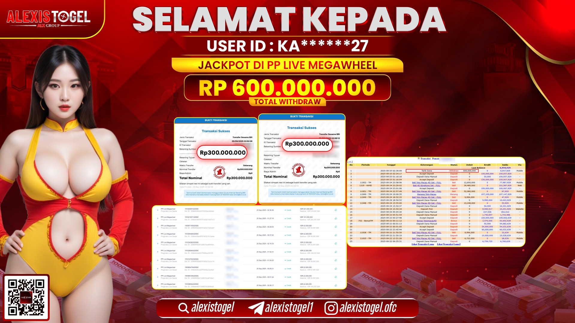 ALEXISTOGEL di PP LIVE MEGAWHEEL RP.600.000.000, LUNAS