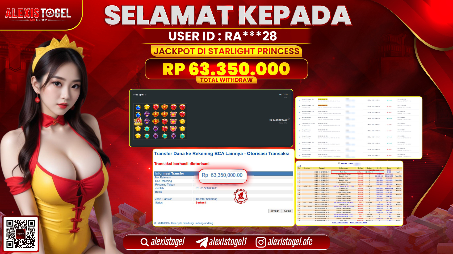 ALEXISTOGEL di SLOT STARLIGHT PRINCESS RP.63.350.000, LUNAS