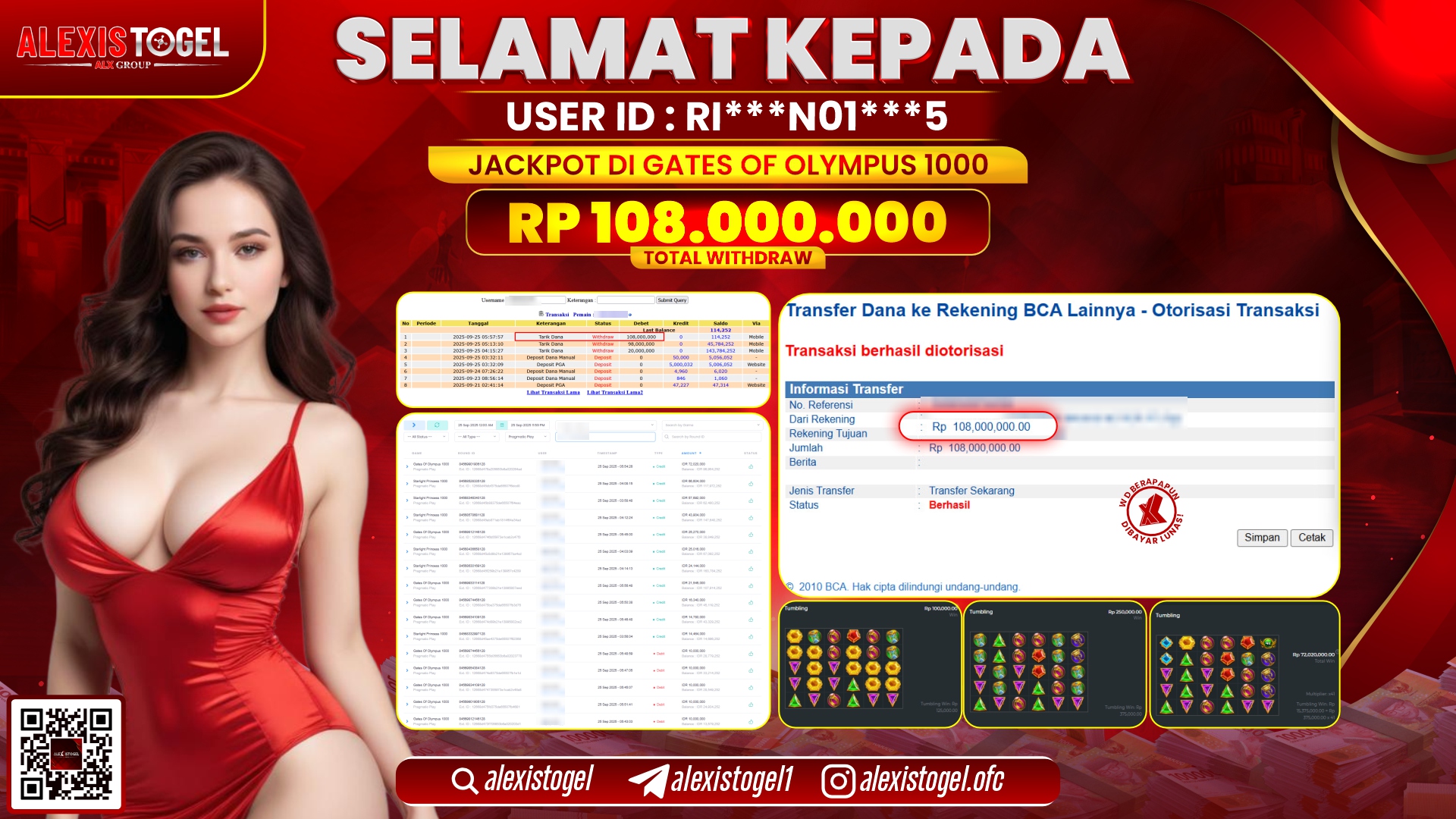 ALEXISTOGEL di SLOT GATES OF OLYMPUS 1000 RP.108.000.000, LUNAS