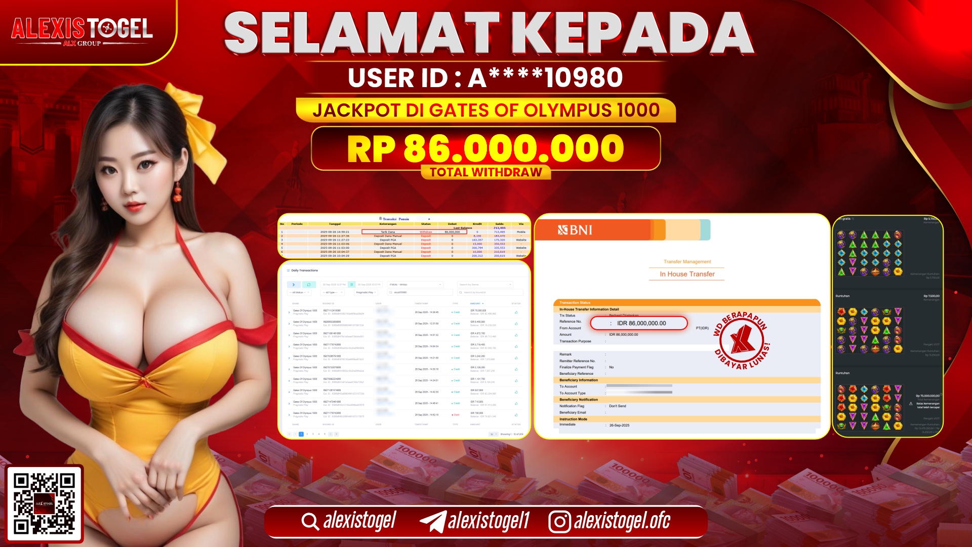 ALEXISTOGEL di SLOT GATES OF OLYMPUS 1000 RP.86.000.000, LUNAS