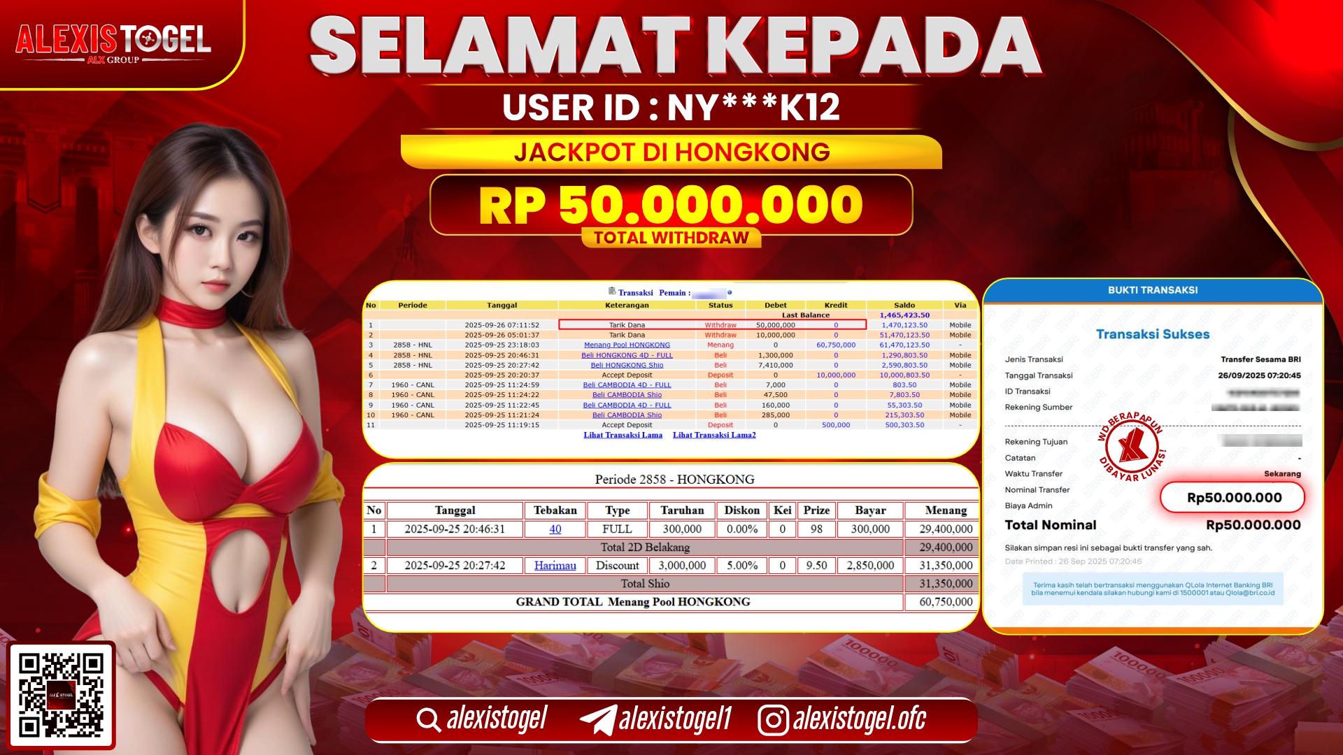 ALEXISTOGEL di TOGEL HONGKONG RP.50.000.000, LUNAS