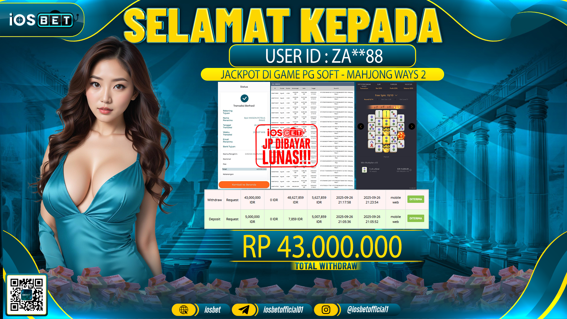 Bukti Pembayaran LUNAS SLOT GAME GACOR Rp.43.000.000