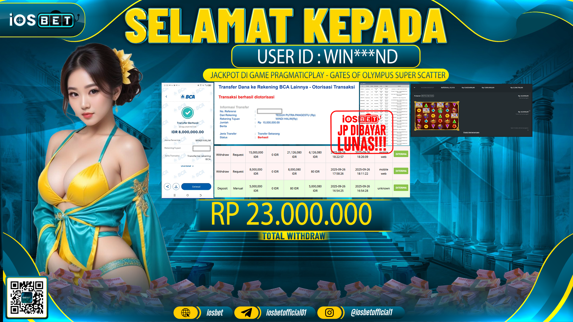 Bukti Pembayaran LUNAS SLOT GAME GACOR Rp.23.000.000