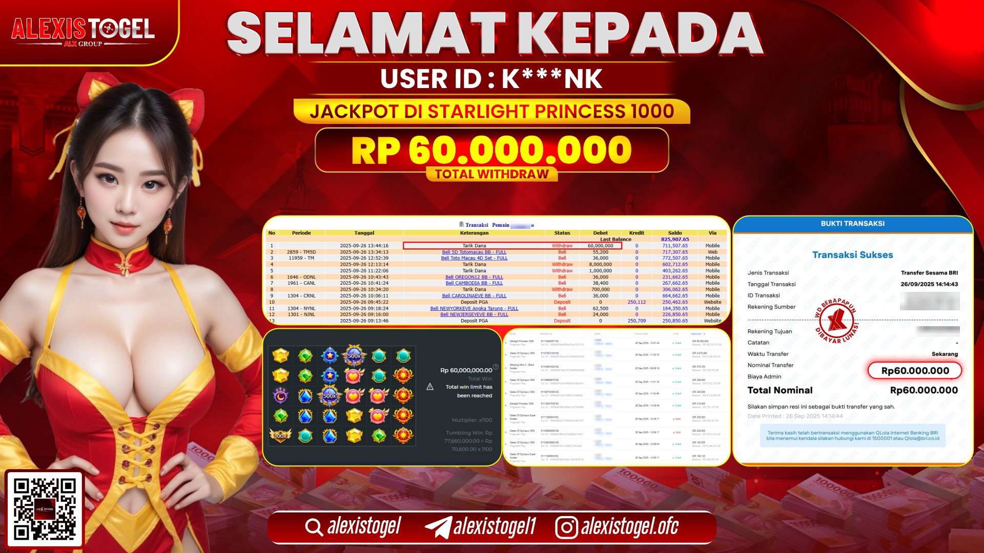 ALEXISTOGEL di SLOT STARLIGHT PRINCESS 1000 RP.60.000.000, LUNAS