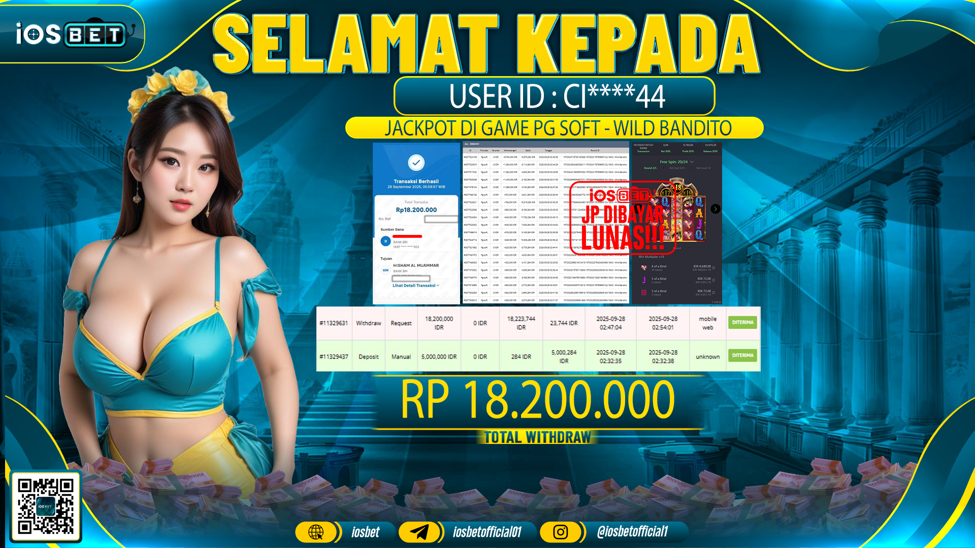 Bukti Pembayaran LUNAS SLOT GAME GACOR Rp.18.200.000