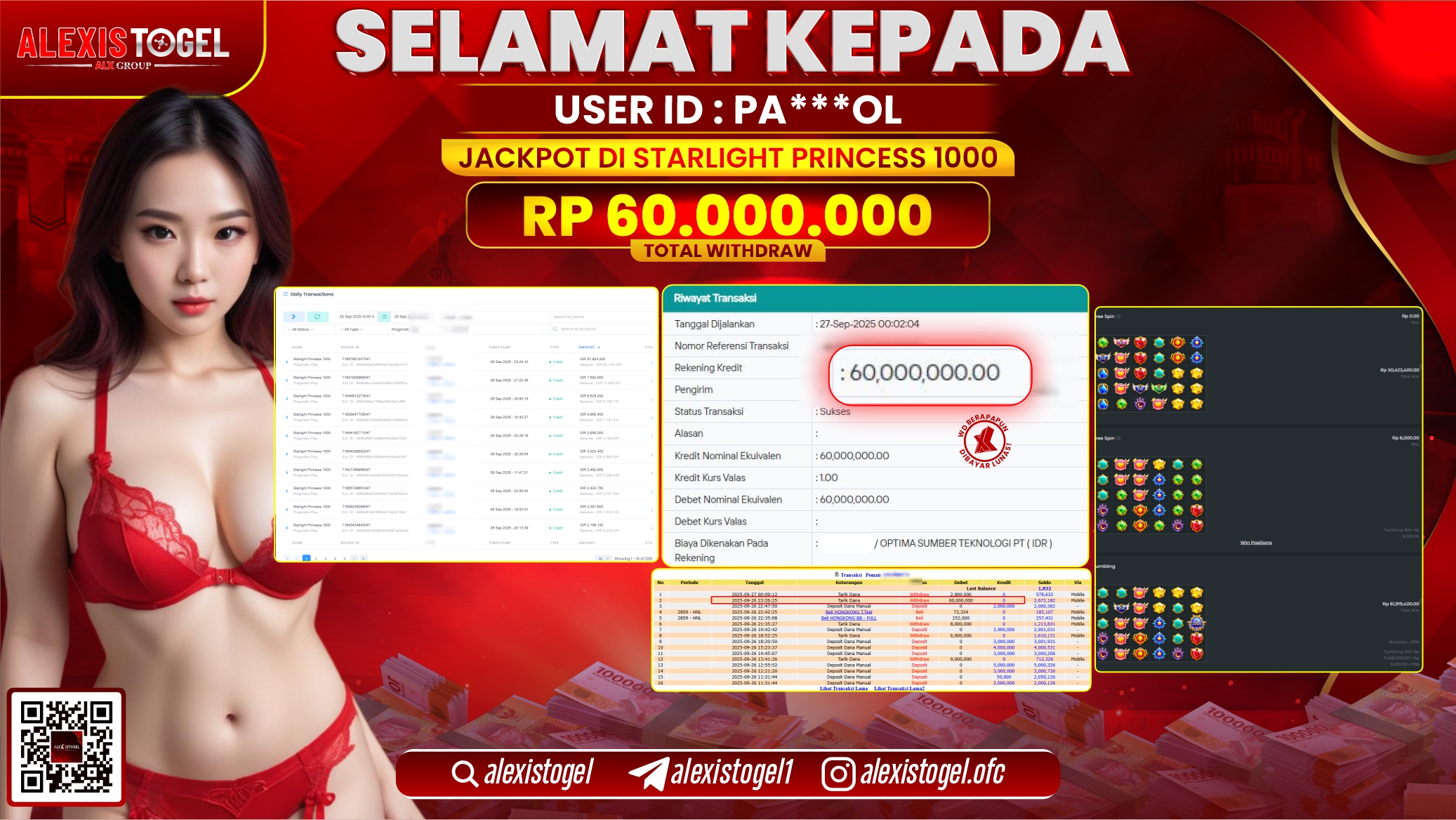 ALEXISTOGEL di SLOT STARLIGHT PRINCESS 1000 RP.60.000.000, LUNAS