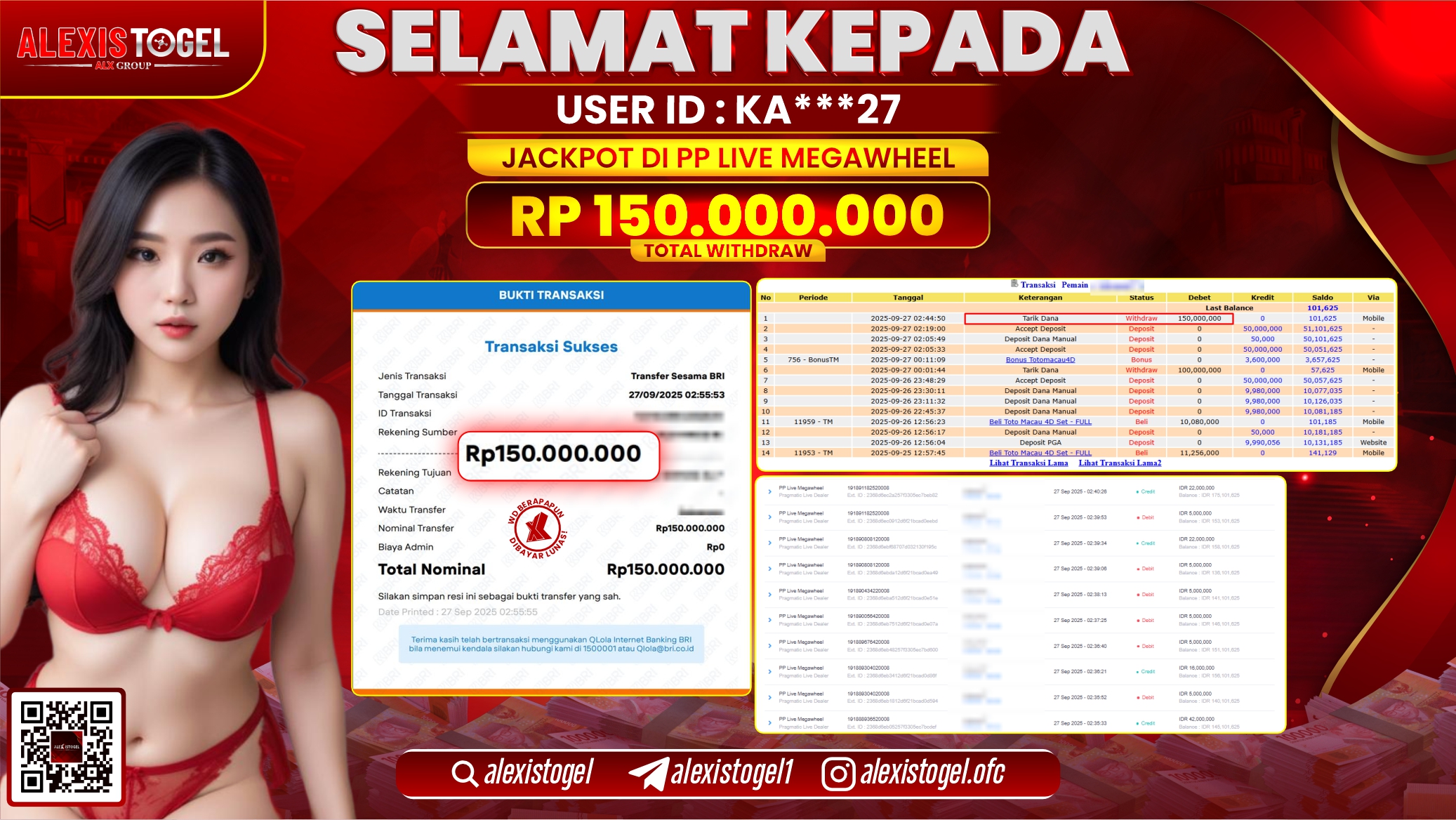 ALEXISTOGEL di PP LIVE MEGAWHEEL RP.150.000.000, LUNAS