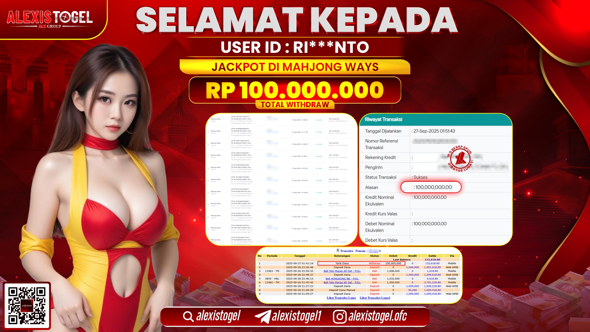 ALEXISTOGEL di SLOT MAHJONG WAYS RP.100.000.000, LUNAS