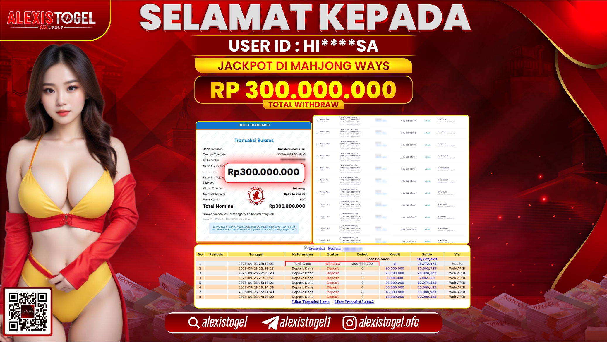 ALEXISTOGEL di SLOT MAHJONG WAYS RP.300.000.000, LUNAS