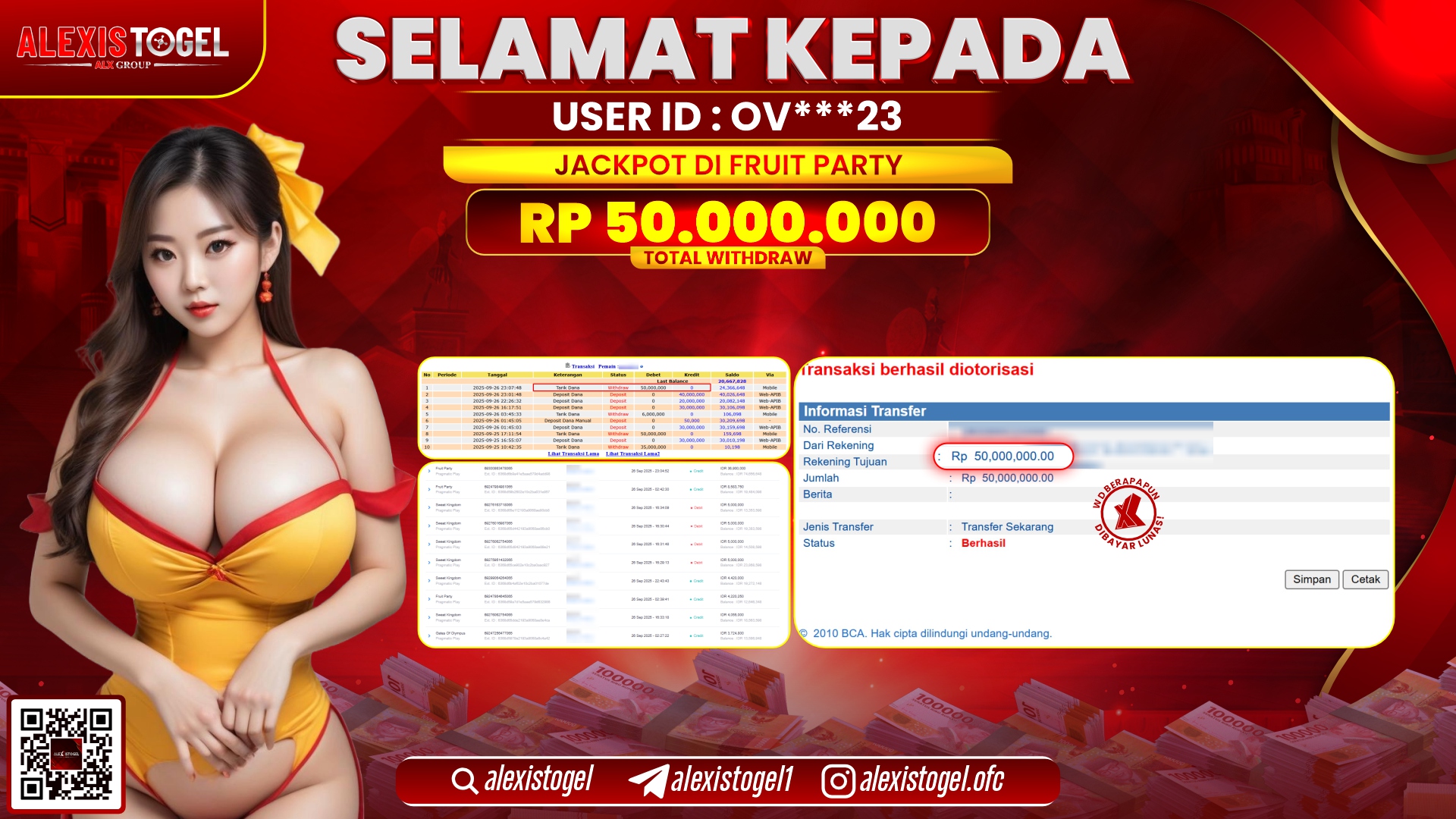 ALEXISTOGEL di SLOT FRUIT PARTY RP.50.000.000, LUNAS