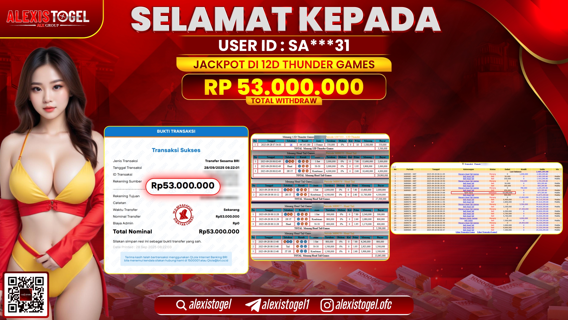 ALEXISTOGEL di CASINO 12D THUNDER GAMES RP.53.000.000, LUNAS