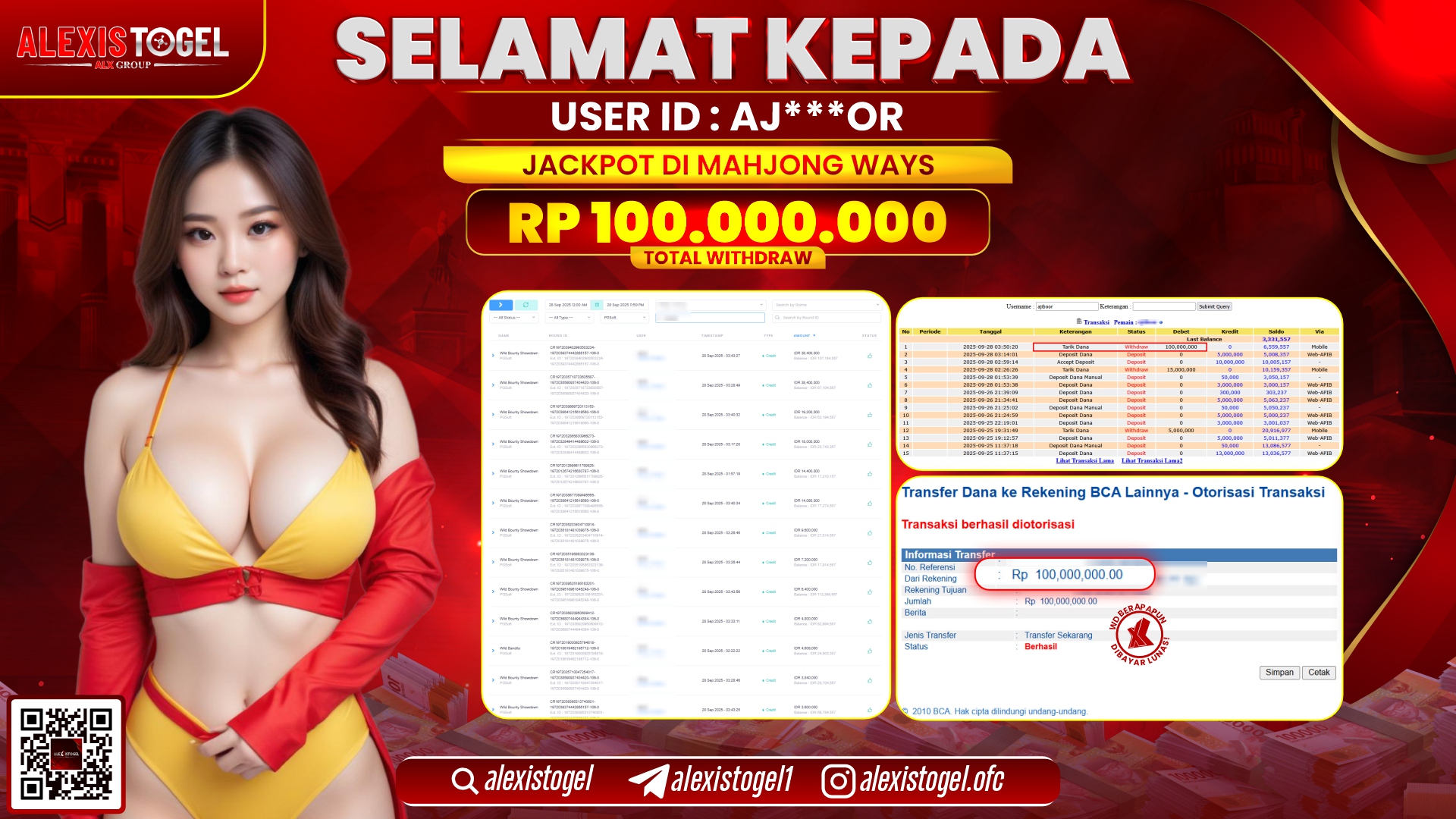 ALEXISTOGEL di SLOT MAHJONG WAYS RP.100.000.000, LUNAS