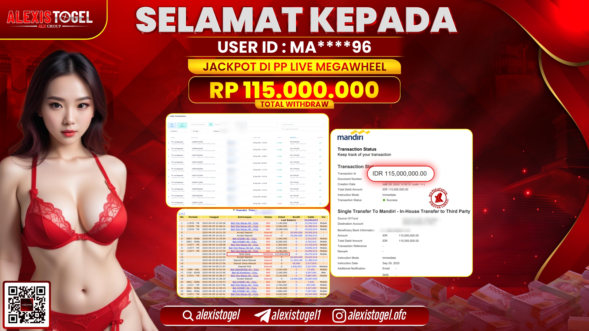 ALEXISTOGEL di PP LIVE MEGAWHEEL RP.115.000.000, LUNAS