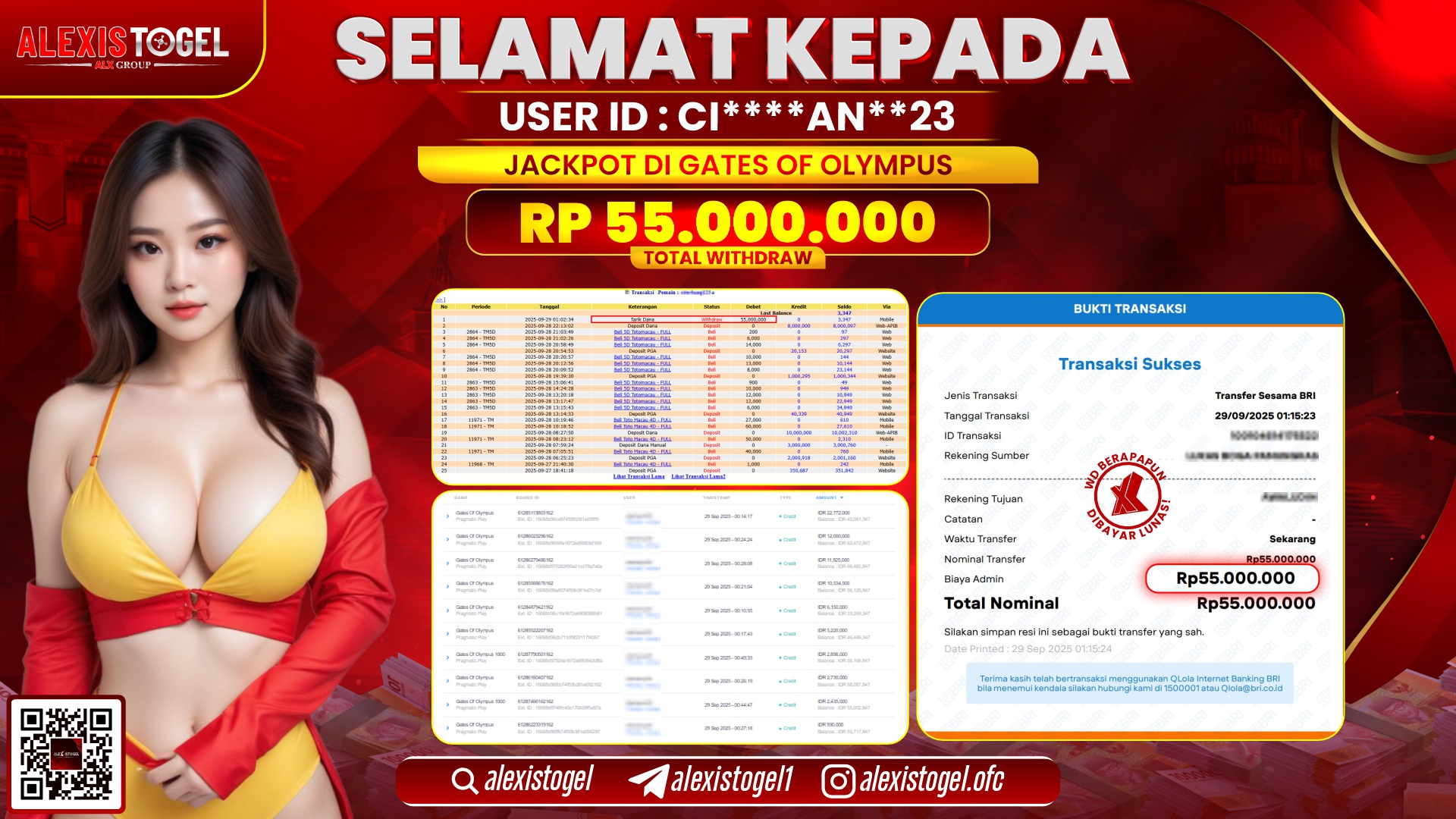 ALEXISTOGEL di SLOT GATES OF OLYMPUS RP.55.000.000, LUNAS