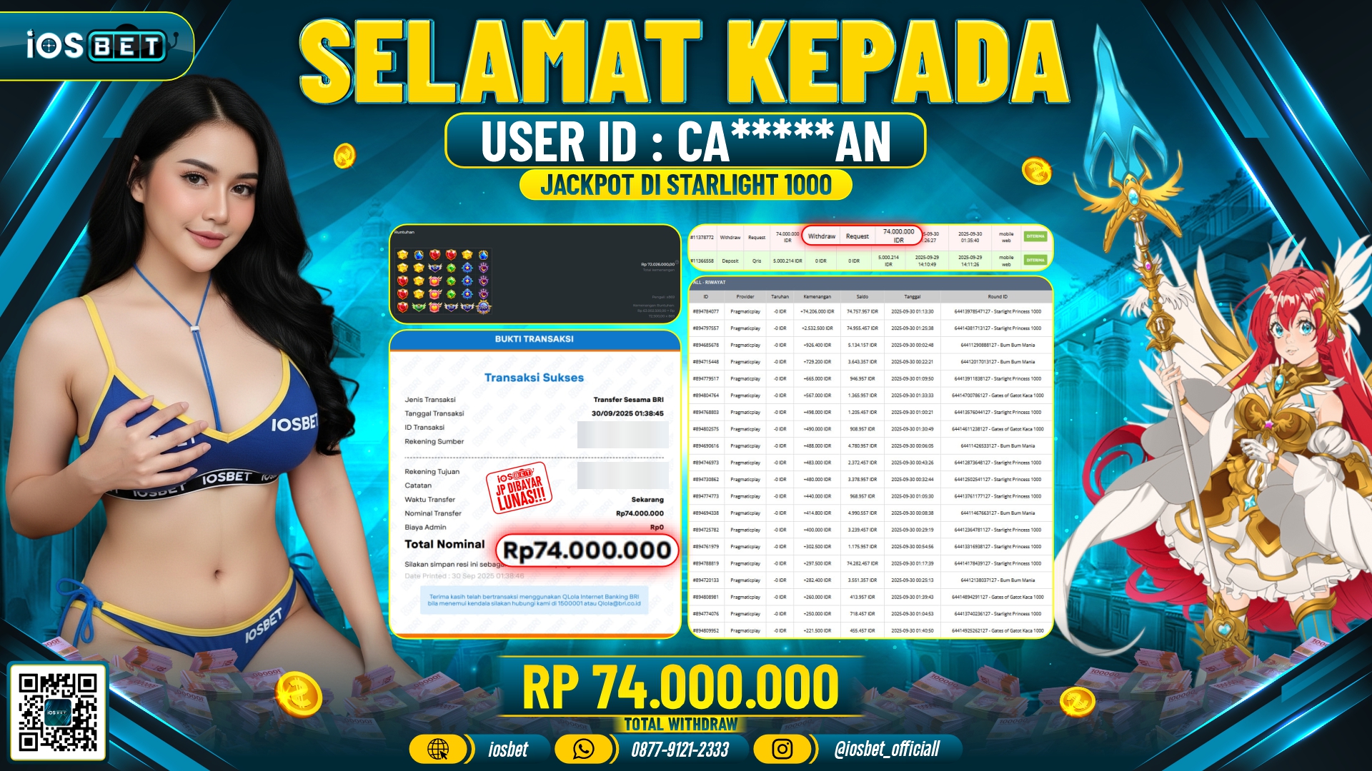 Bukti Pembayaran LUNAS SLOT GAME GACOR Rp.74.000.000