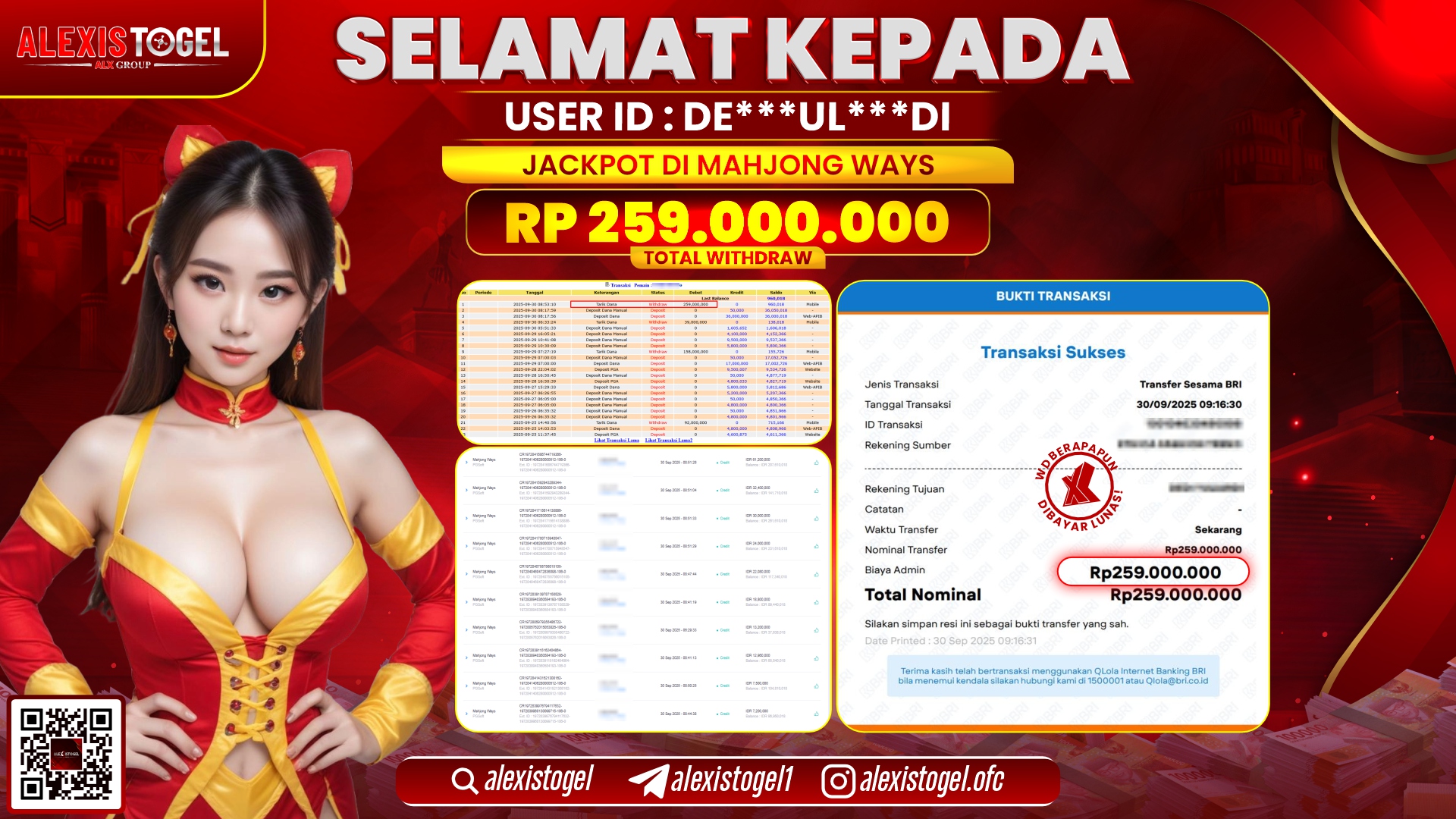 ALEXISTOGEL di SLOT MAHJONG WAYS RP.259.000.000, LUNAS
