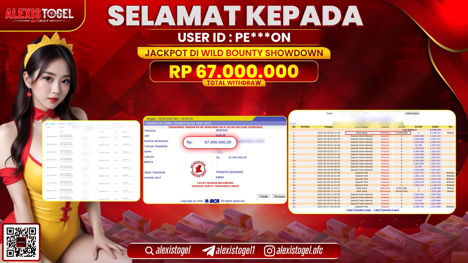 ALEXISTOGEL di SLOT WILD BOUNTY SHOWDOWN RP.67.000.000, LUNAS
