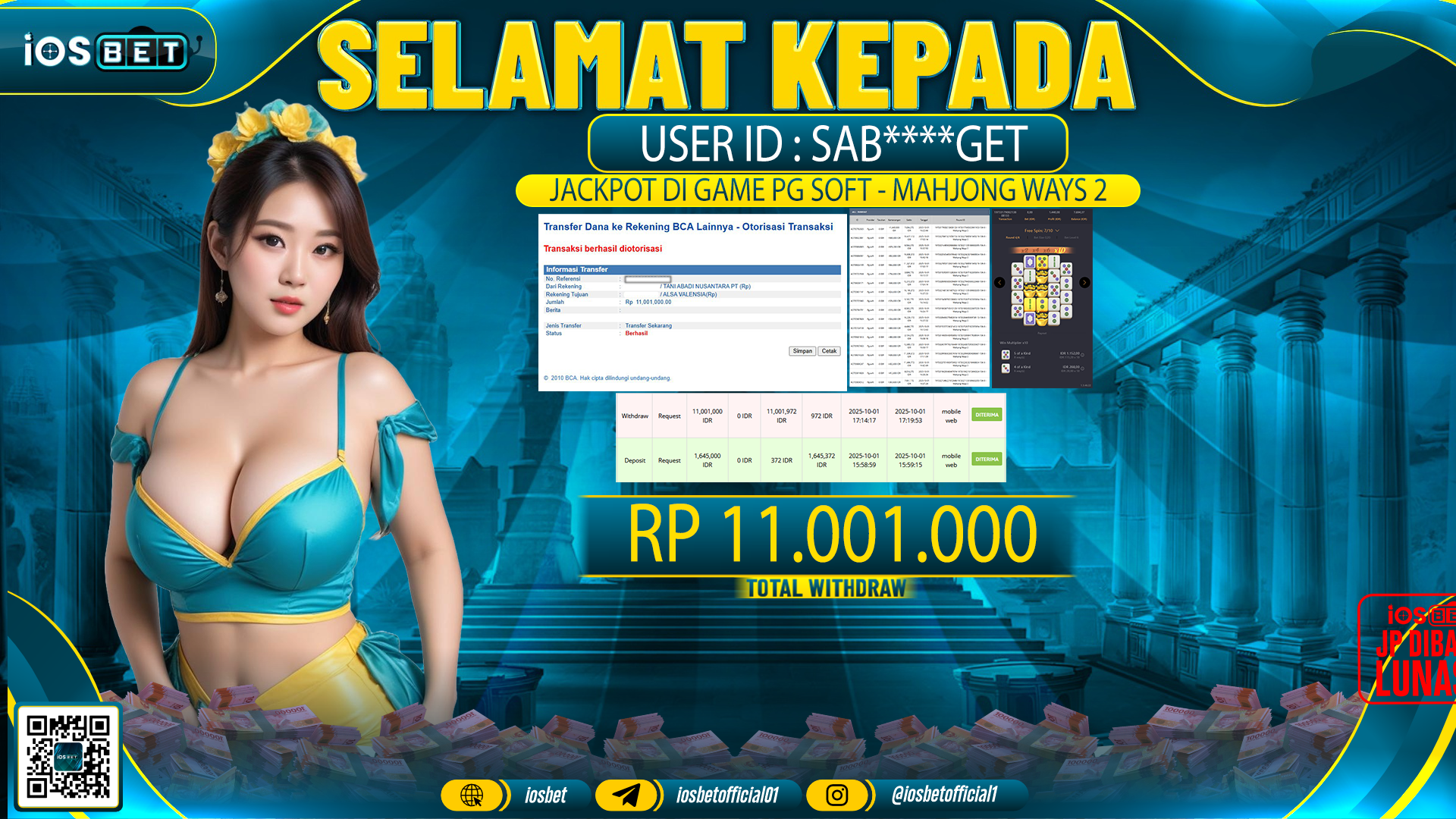 Bukti Pembayaran LUNAS SLOT GAME GACOR Rp.11.001.000