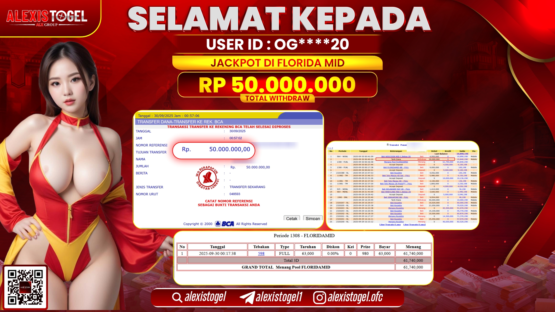 ALEXISTOGEL di TOGEL FLORIDA MID RP.50.000.000, LUNAS