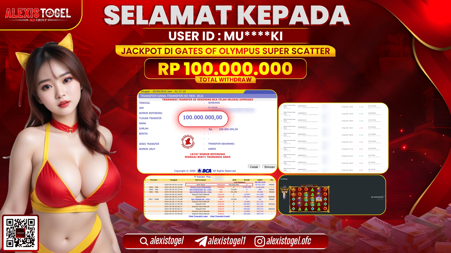 ALEXISTOGEL di SLOT GATES OF OLYMPUS SUPER SCATTER RP.100.000.000, LUNAS