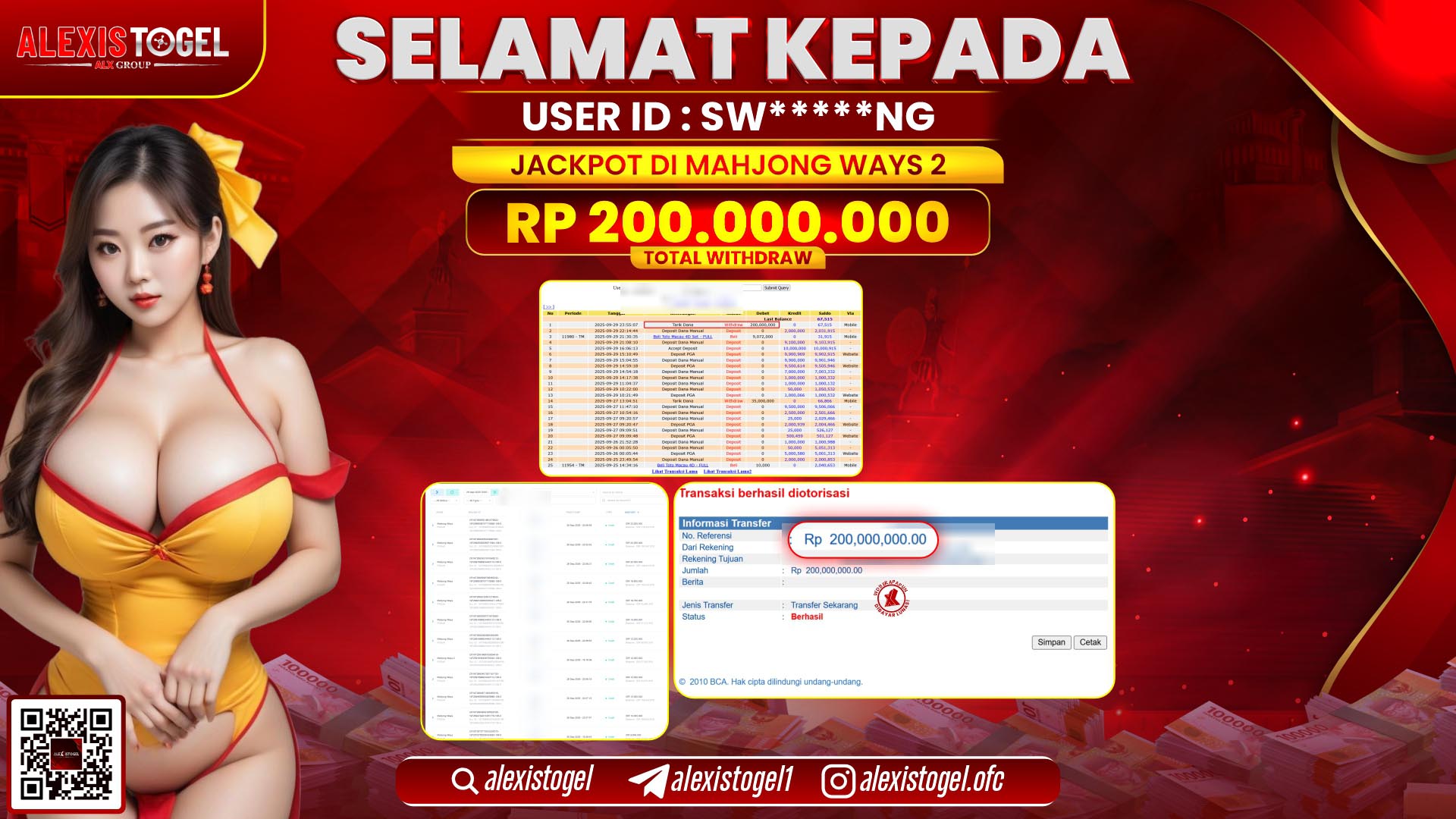 ALEXISTOGEL di SLOT MAHJONG WAYS 2  RP.200.000.000, LUNAS