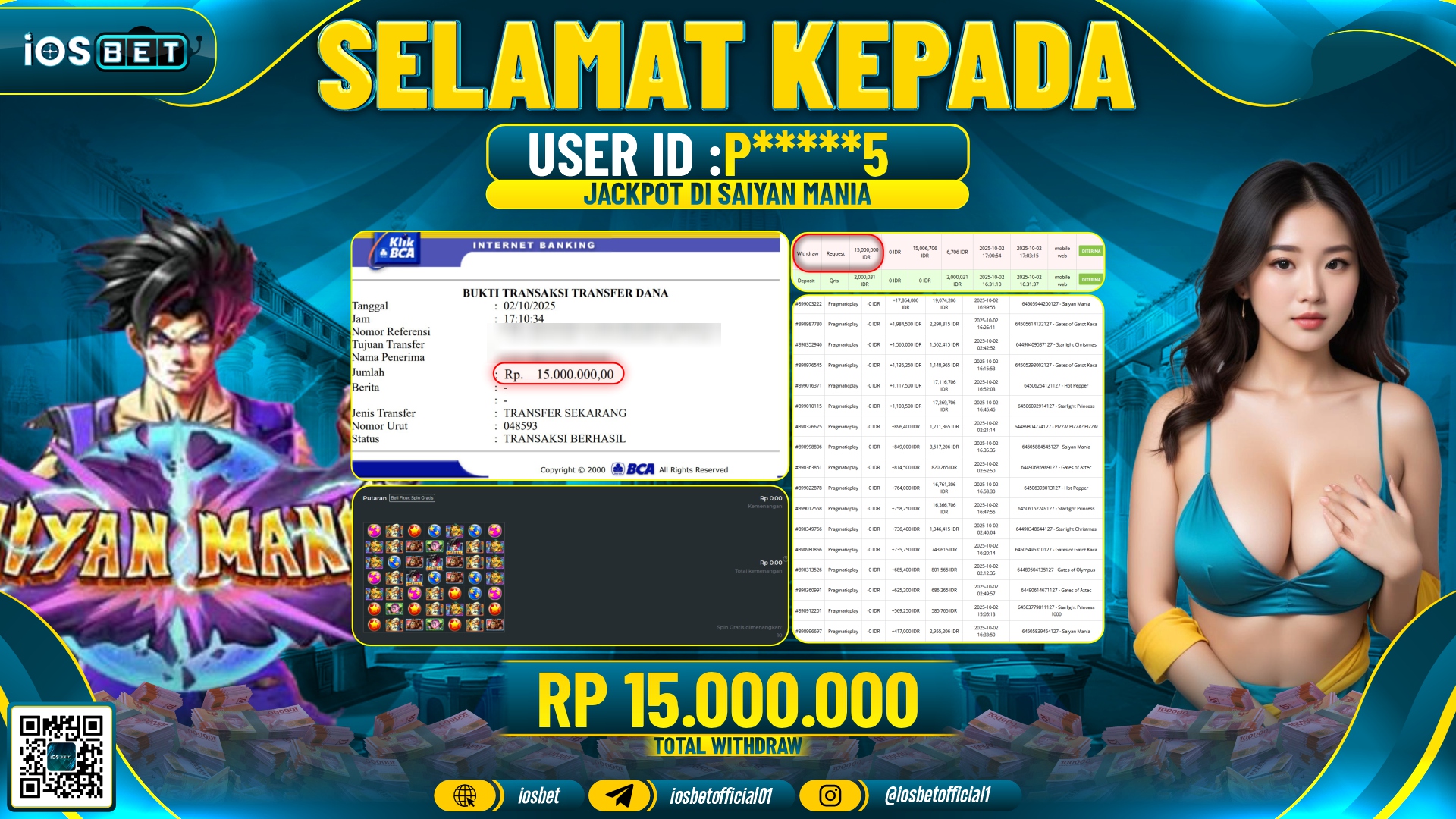 Bukti Pembayaran LUNAS SLOT GAME GACOR Rp.15.000.000
